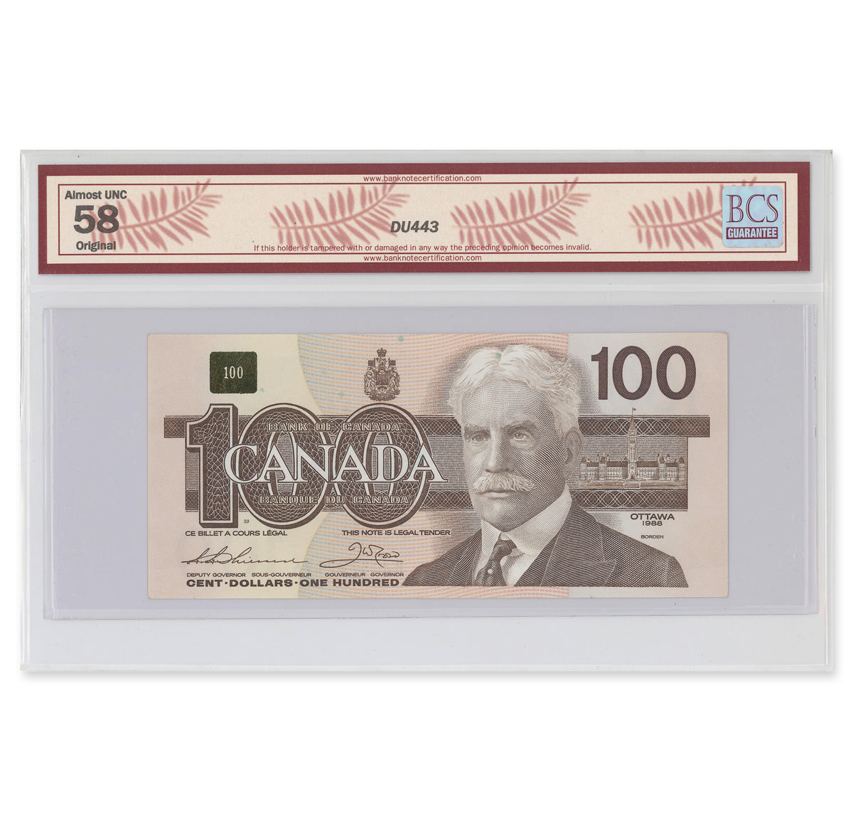 $100 1988 BC-60a-i Thiessen-Crow Prefix BJD BCS AU-58