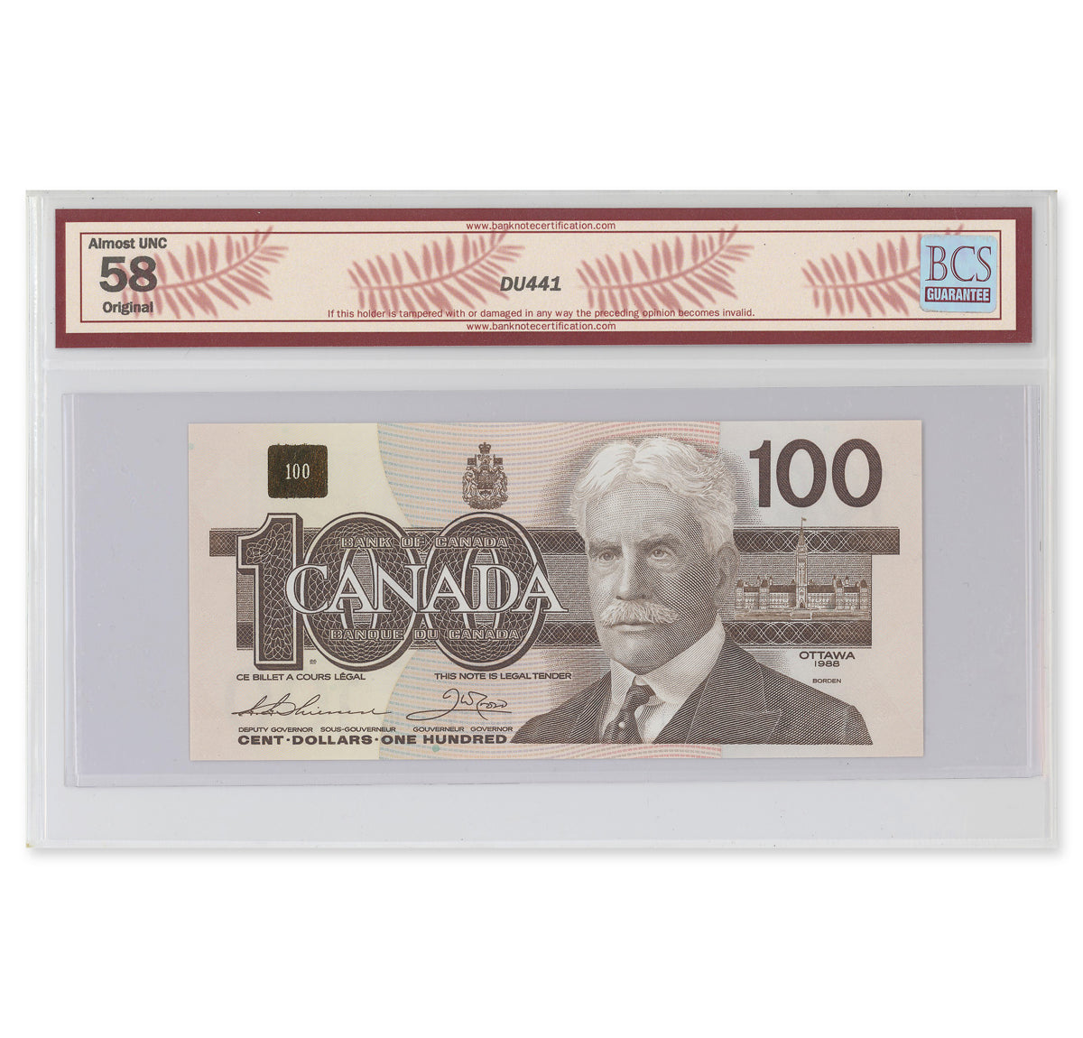 $100 1988 BC-60a-i Thiessen-Crow Prefix BJF BCS AU-58