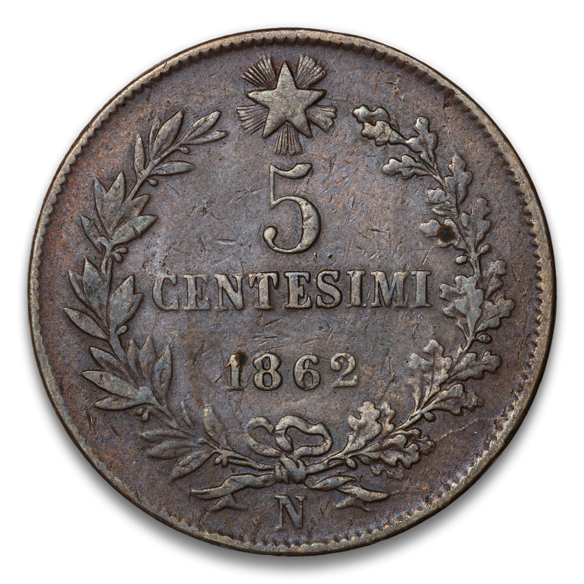 Italy Base 5 Centesimi 1862 N