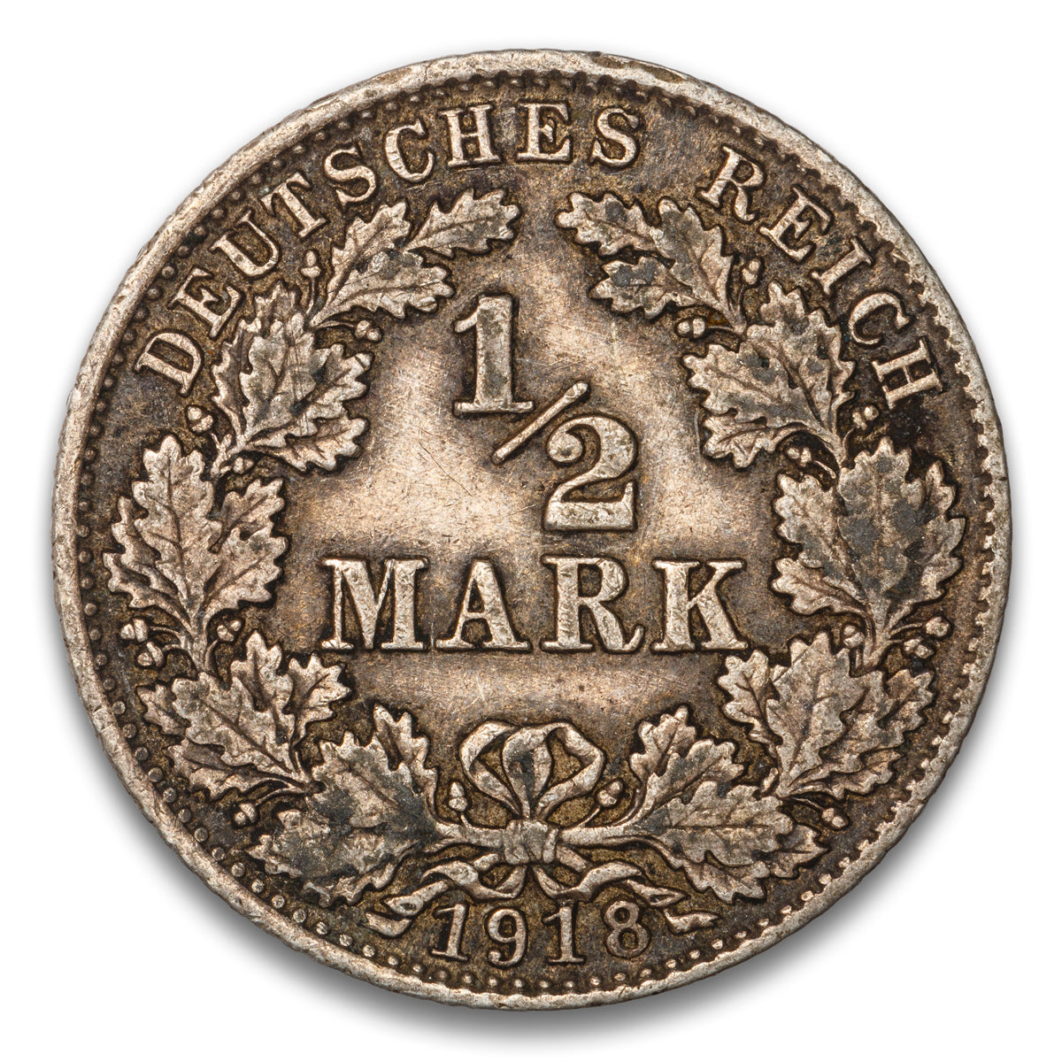 German Silver 1/2 Mark 1918 D