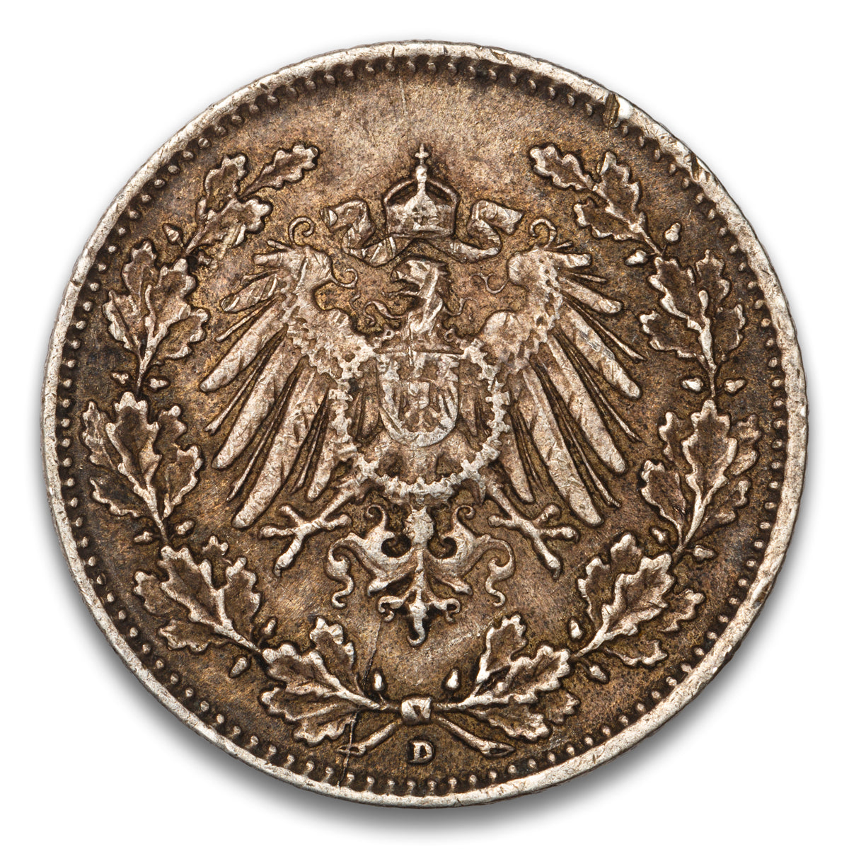 German Silver 1/2 Mark 1918 D