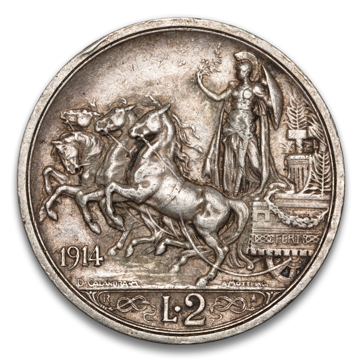 Italy Silver 2 Lire 1914