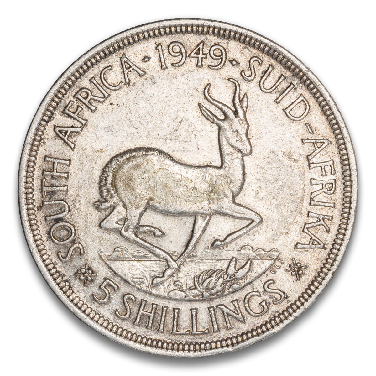 South Africa Silver 5 Shillings 1949