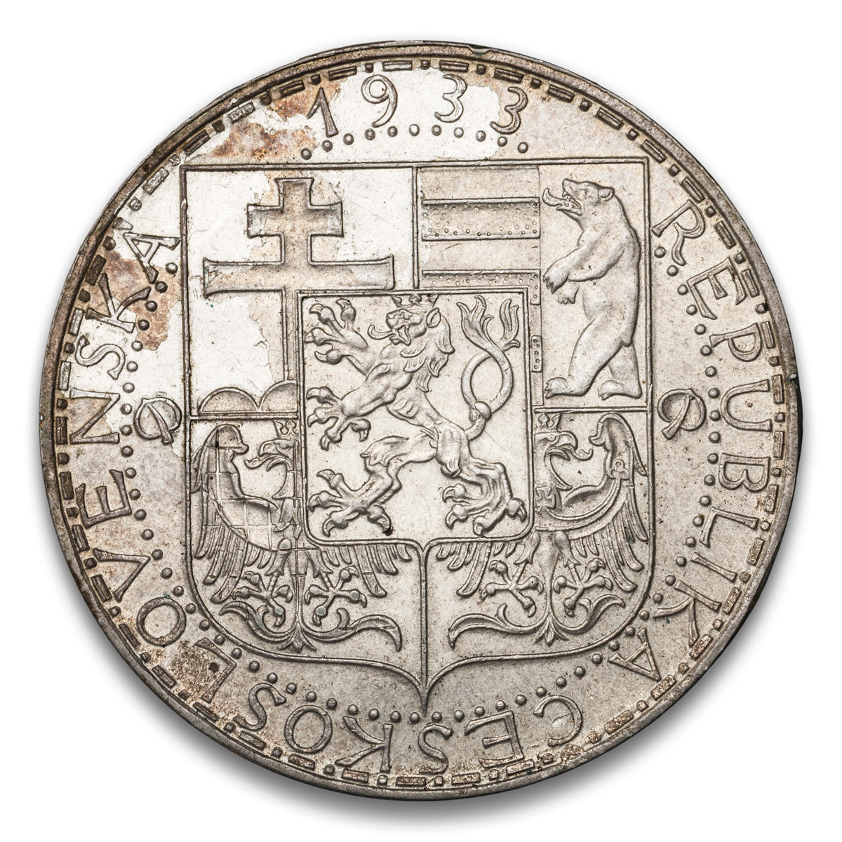Czechoslovakia Silver 20 Korun 1933
