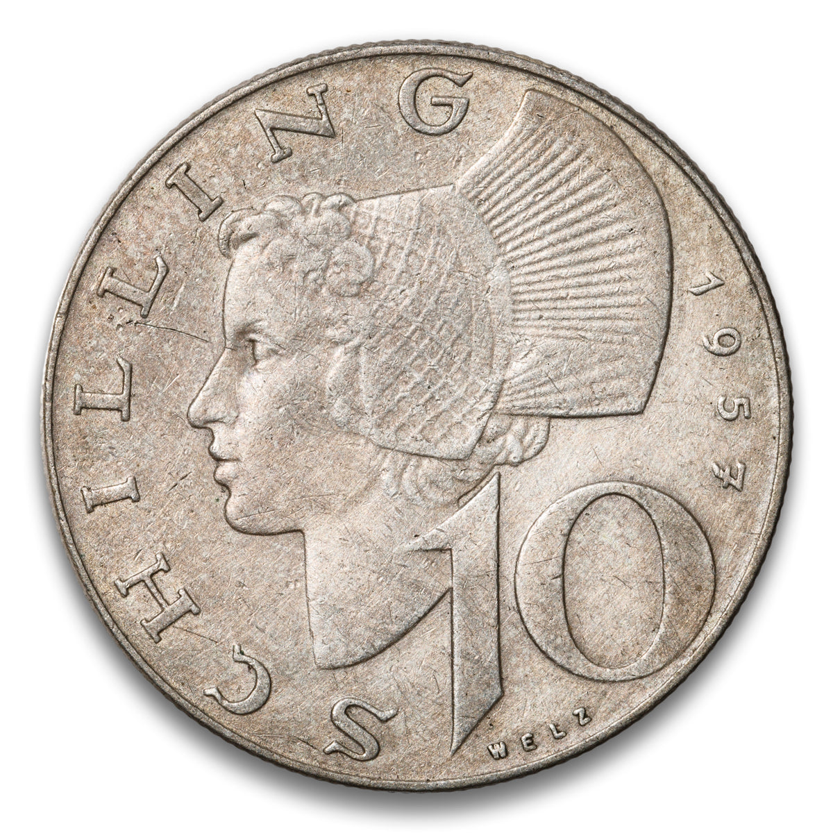 Austria Silver 10 Schilling 1957