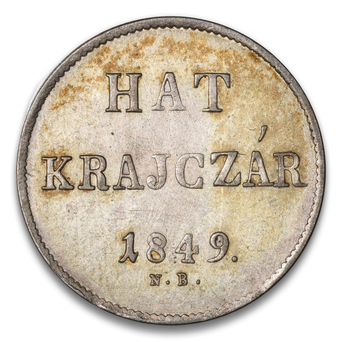 Hungary Silver 6 Krajczar 1849 NB