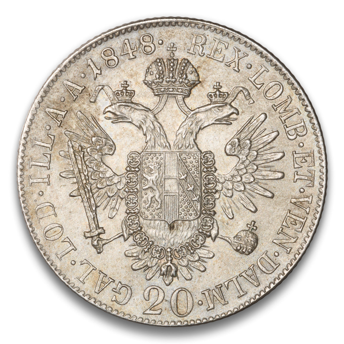 Austria Silver 20 Kreuzer 1848 A