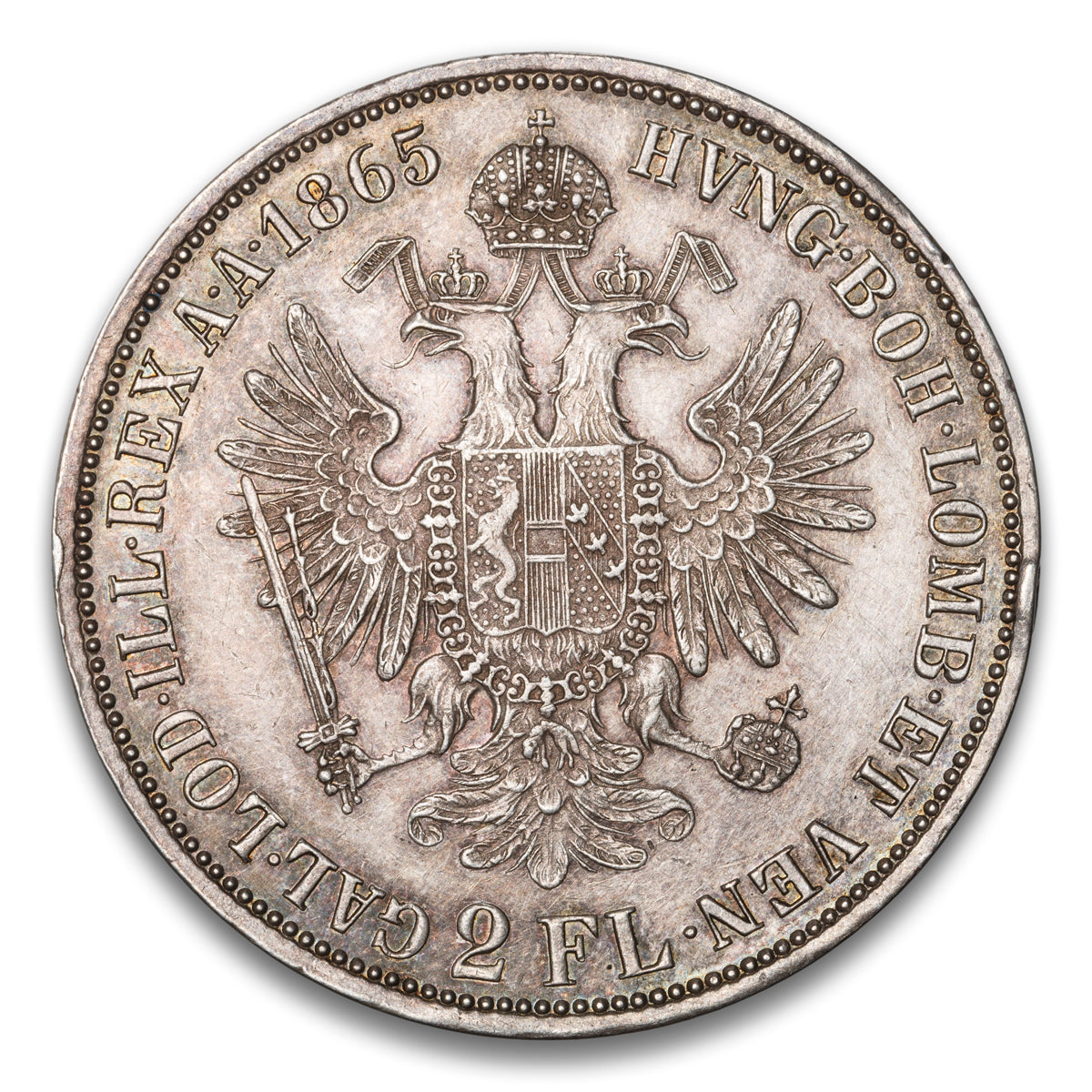 Austria Silver 2 Florin 1865 A