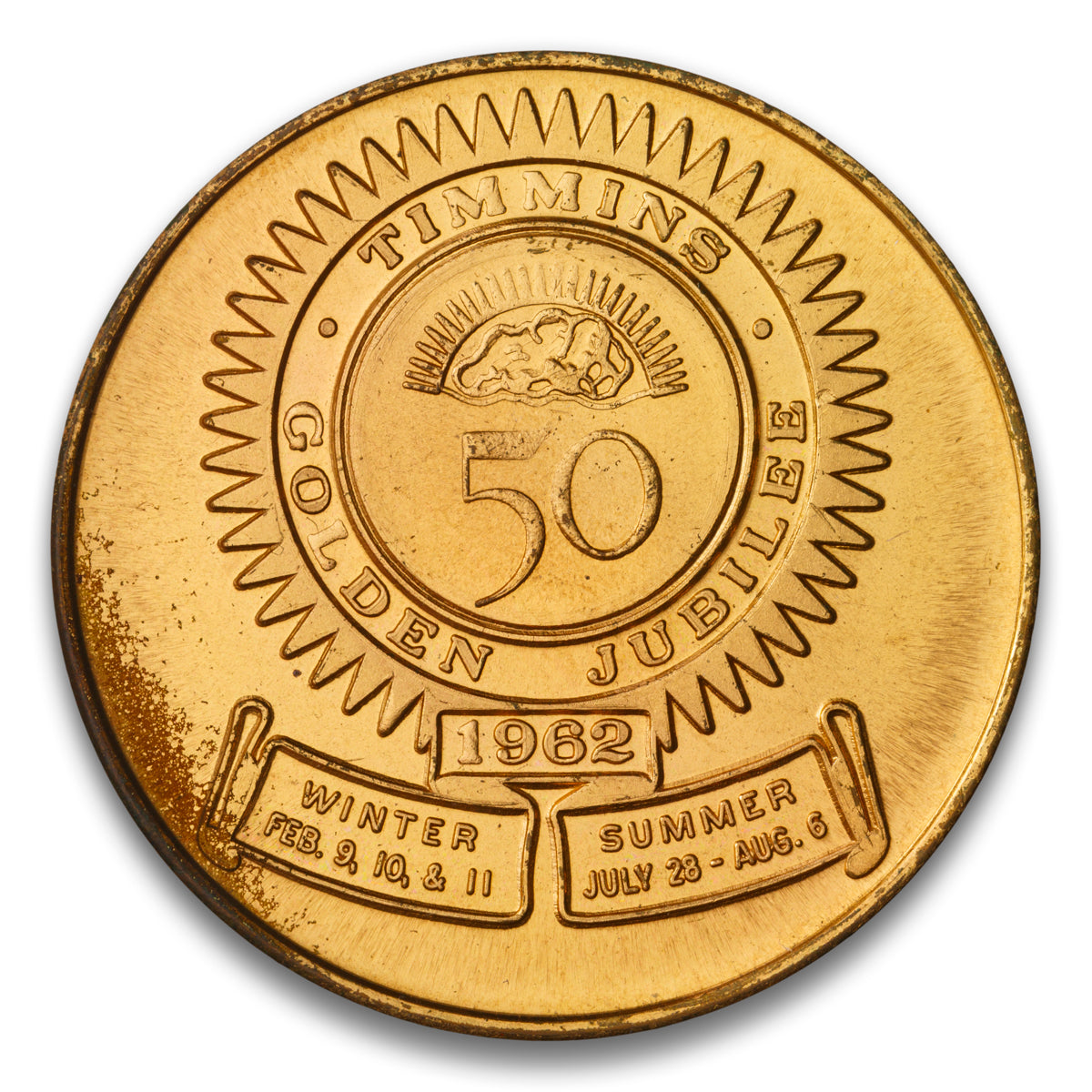 Timmins, Ont 50th Anniversary Base medal 1912-1962