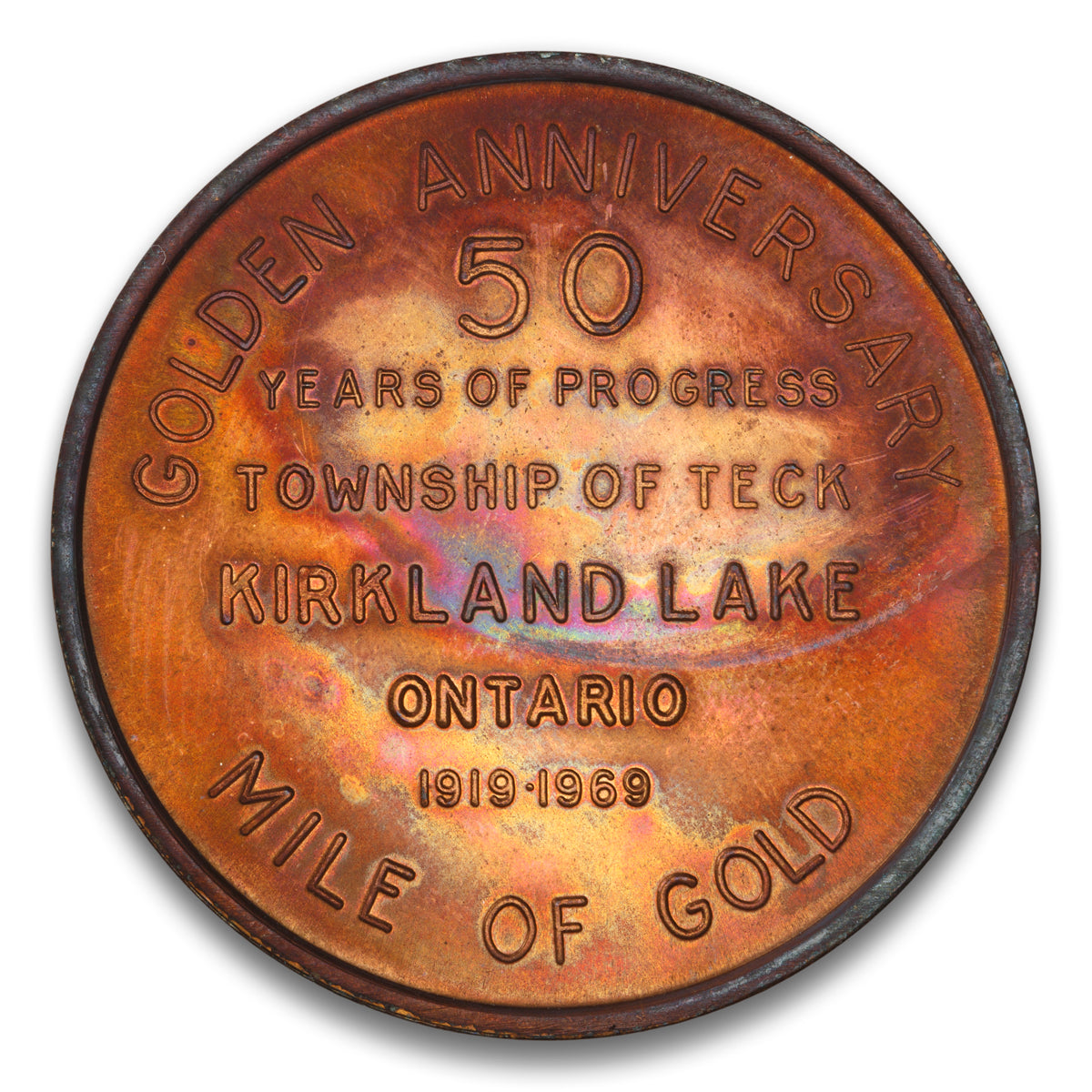 Kirkland Lake, ON 50 Years of Progress Base medal 1919-1969