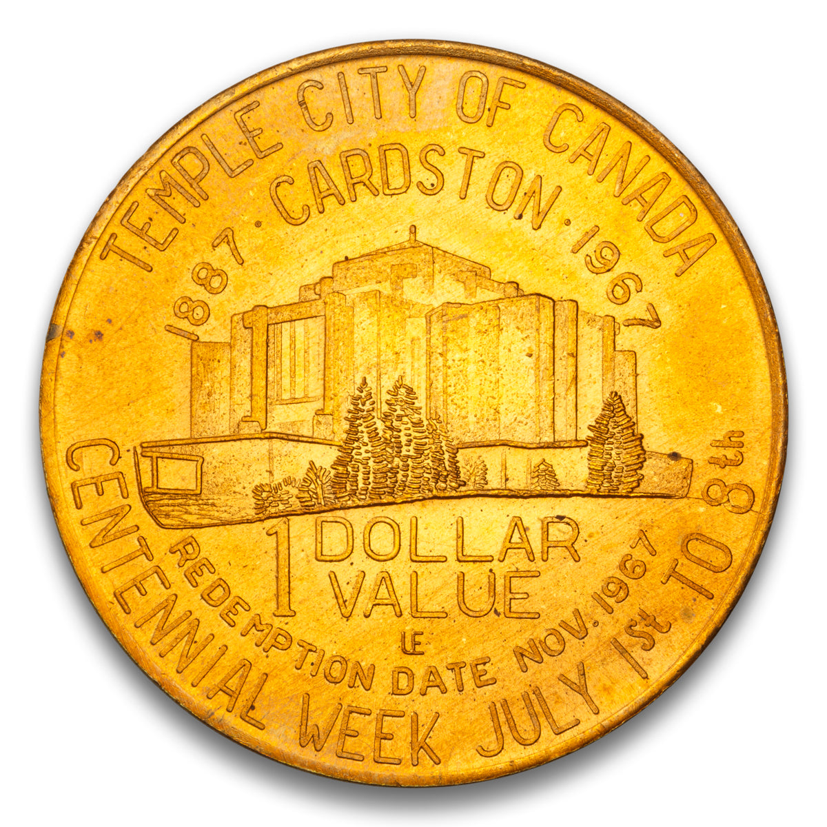 Cardston, AB Canada Centennial Base trade dollar 1867-1967
