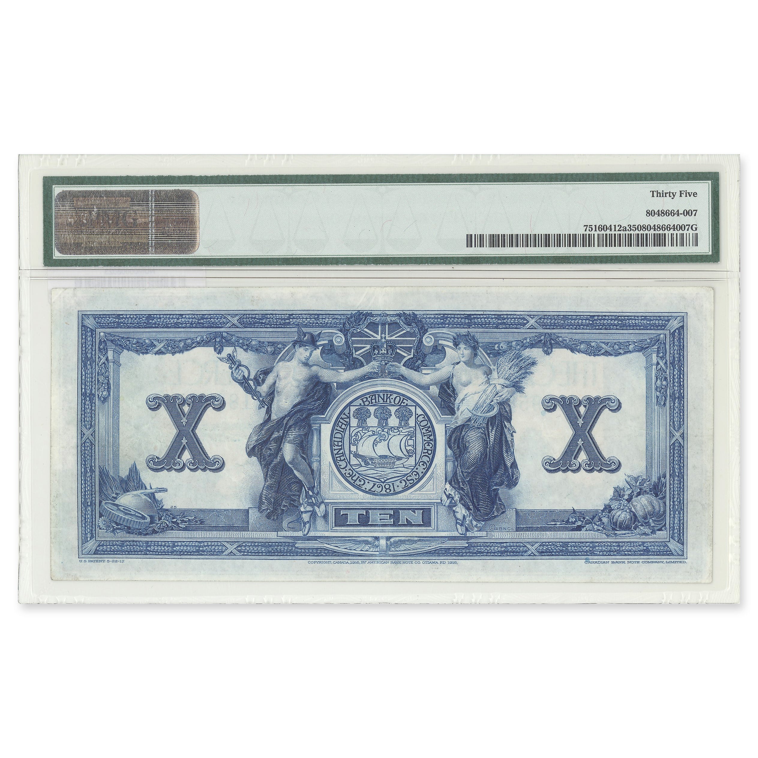 $10 1917 75-16-04-12a Canadian Bank of Commerce Aird-Logan Prefix A PMG VF-35