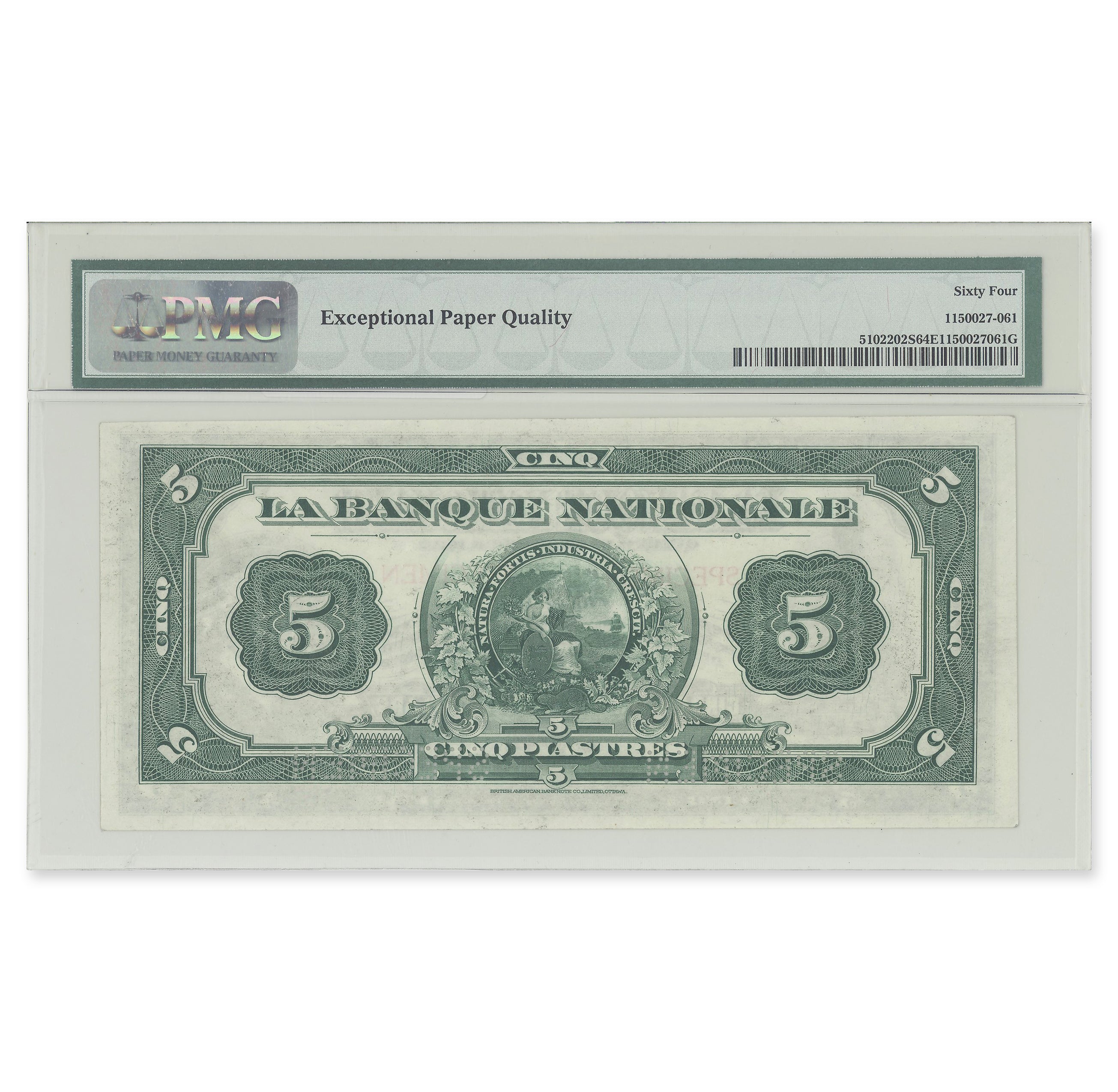 $10 1922 510-22-02S Specimen Specimen Le Banque Nationale PMG CUNC-64