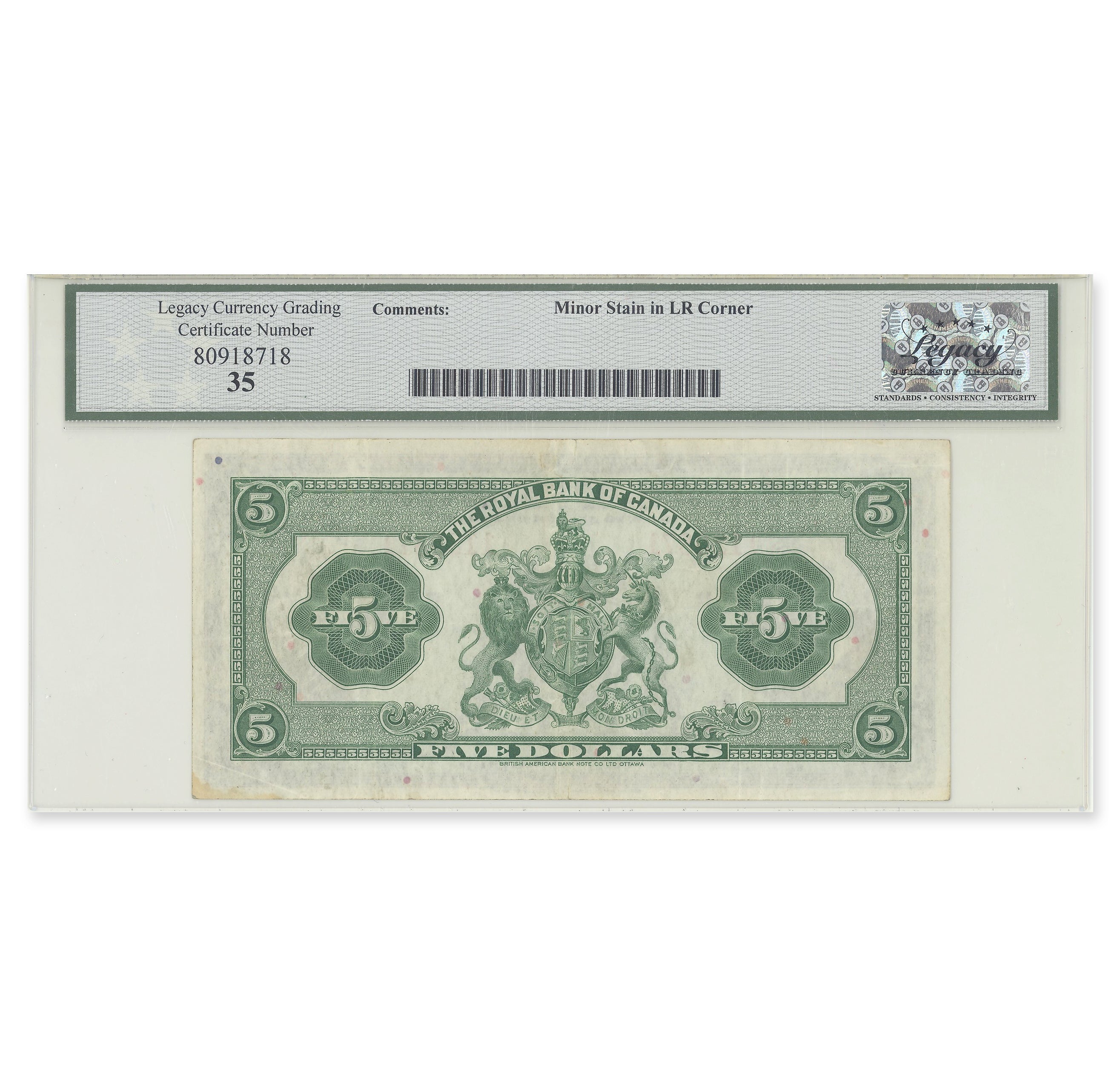 $5 1935 630-18-02a Royal Bank of Canada Dobson-Wilson Legacy VF-35