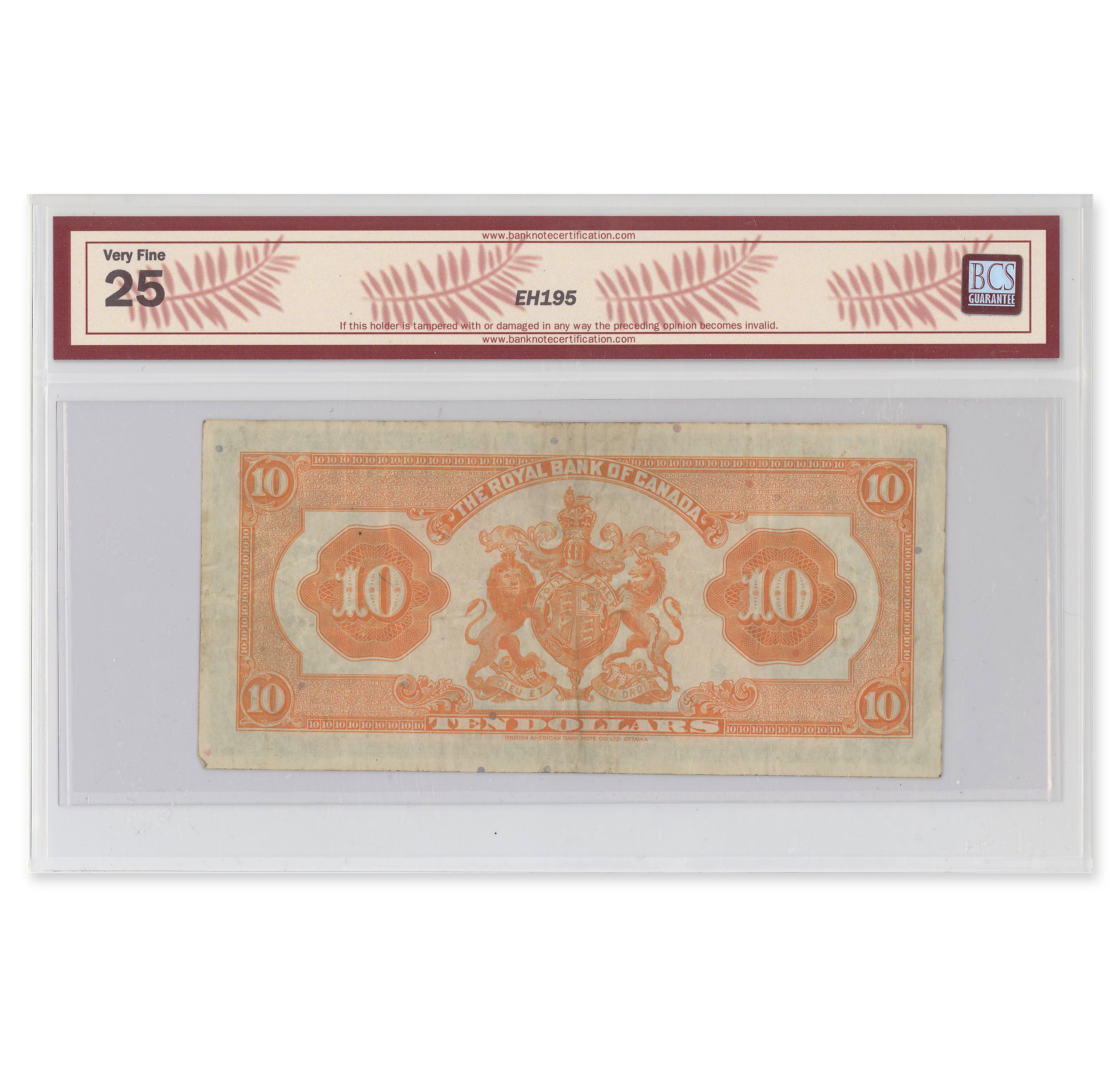 $10 1935 630-18-04a Royal Bank of Canada Dobson-Wilson BCS VF-25