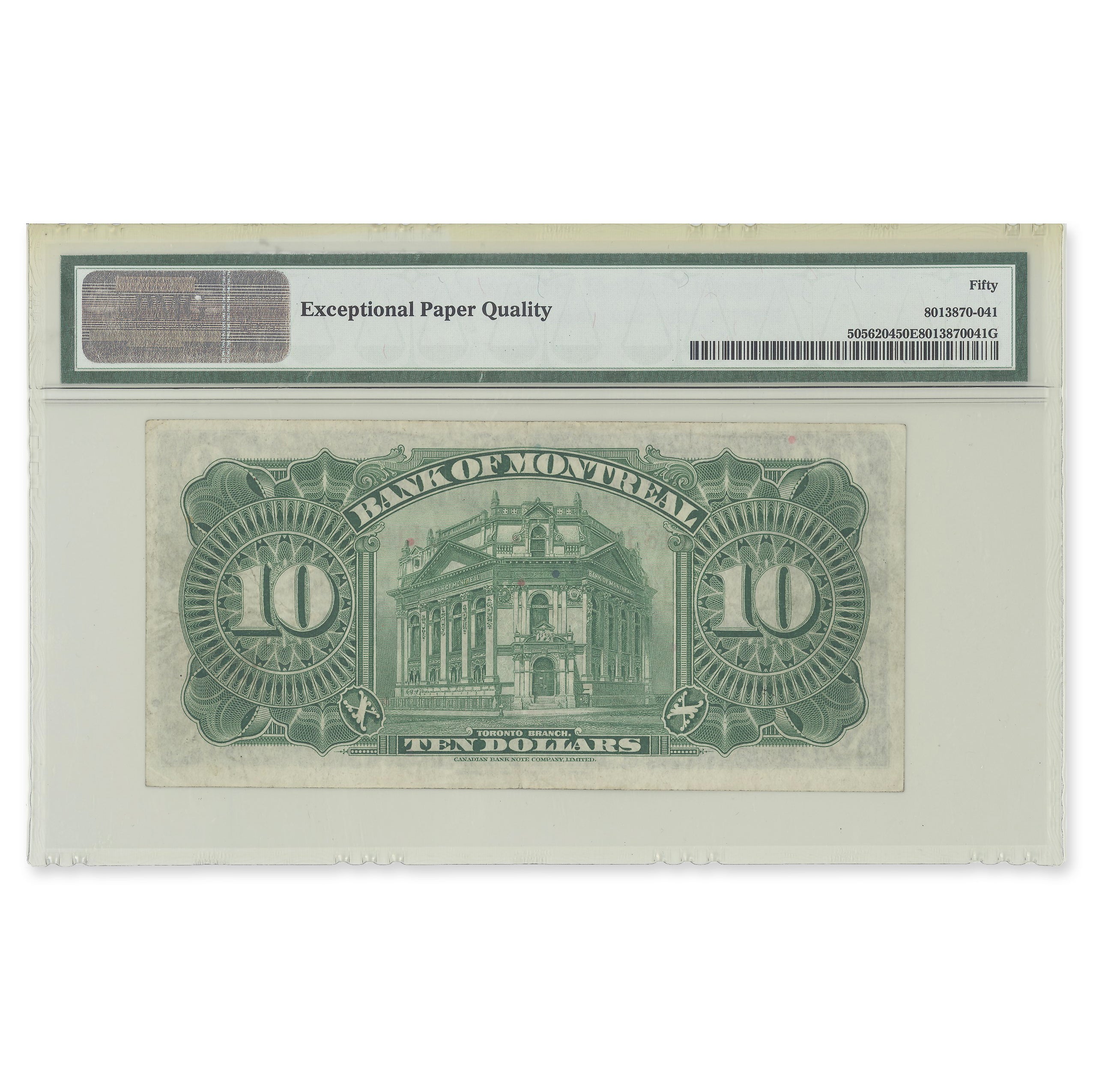 $10 1938 505-62-04 The Bank of Montreal Various-Gordon PMG AU-50