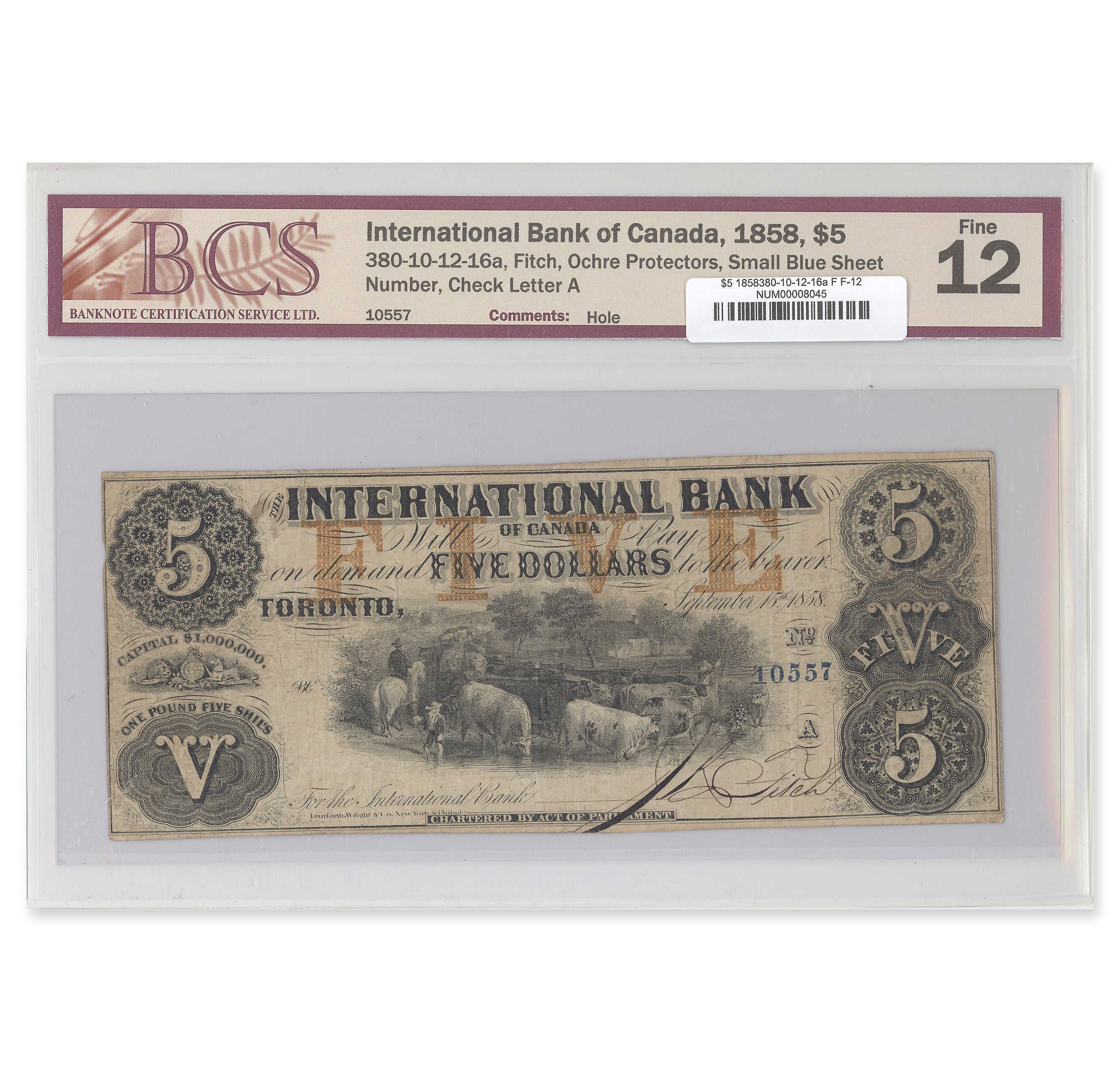 $5 1858 380-10-12-16a International Bank of Canada BCS F-12