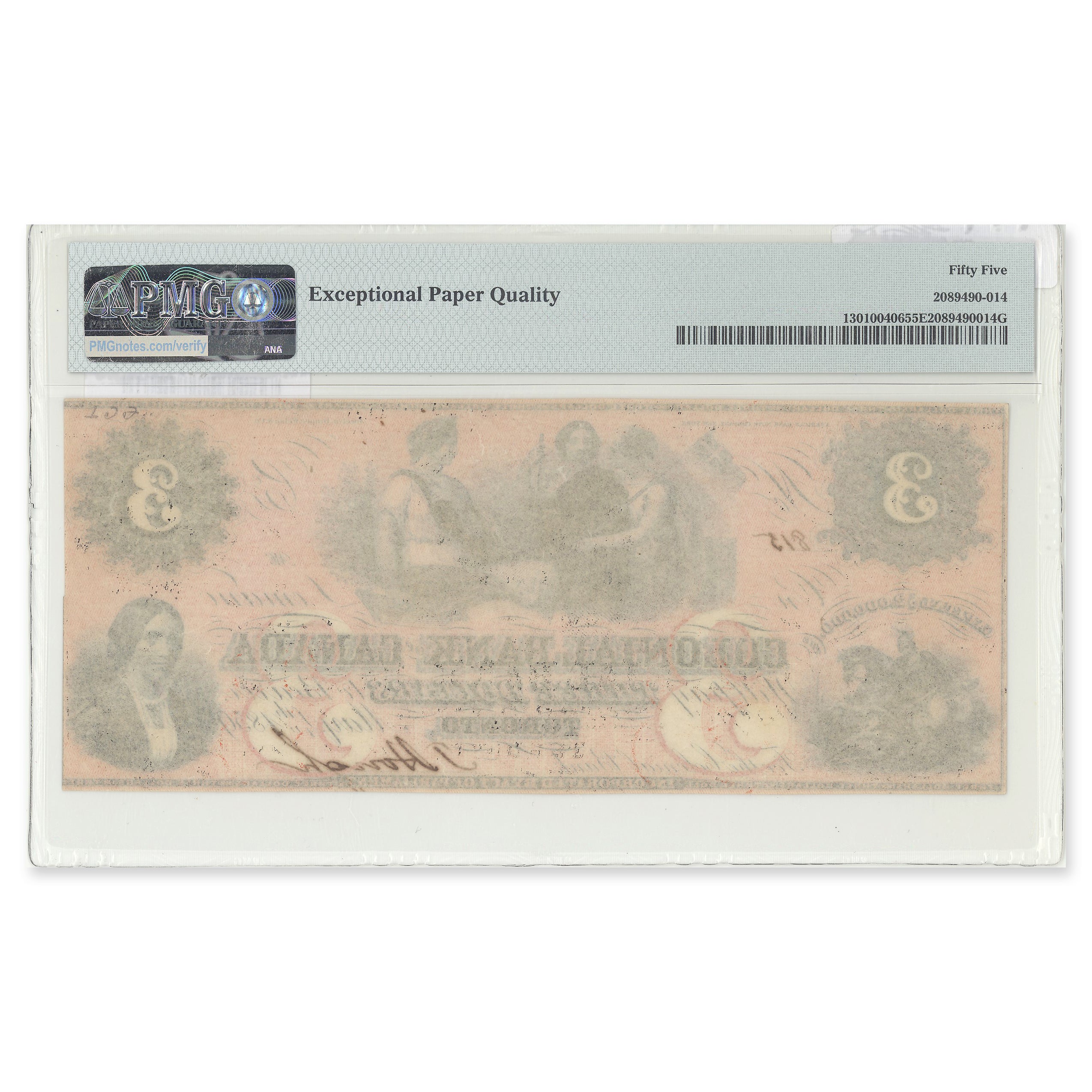 $3 1859 130-10-04-06 Colonial Bank of Canada PMG AU-55