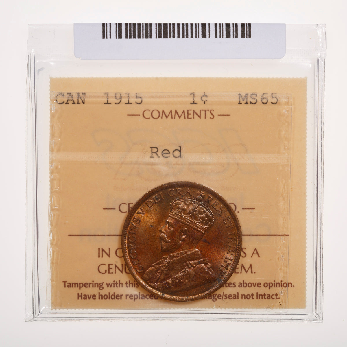 1 Cent 1915 Red ICCS MS-65