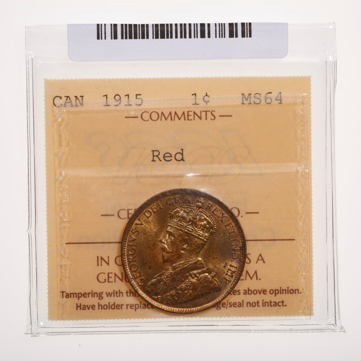 1 Cent 1915 Red ICCS MS-64