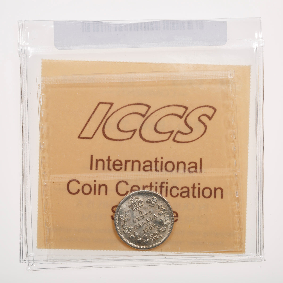 5 Cent 1909 Round Leaves; Bow Tie ICCS MS-64