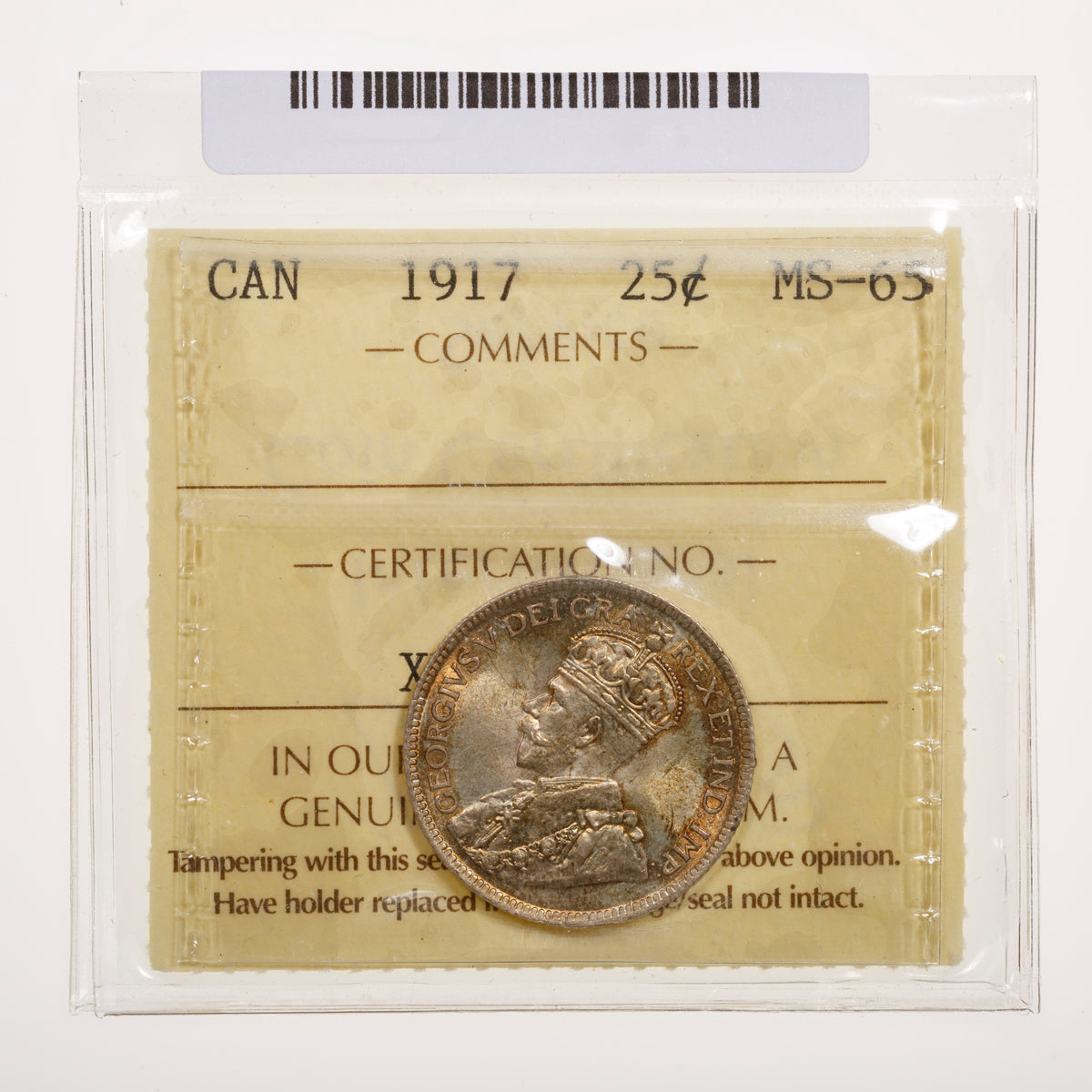 25 Cent 1917 ICCS MS-65