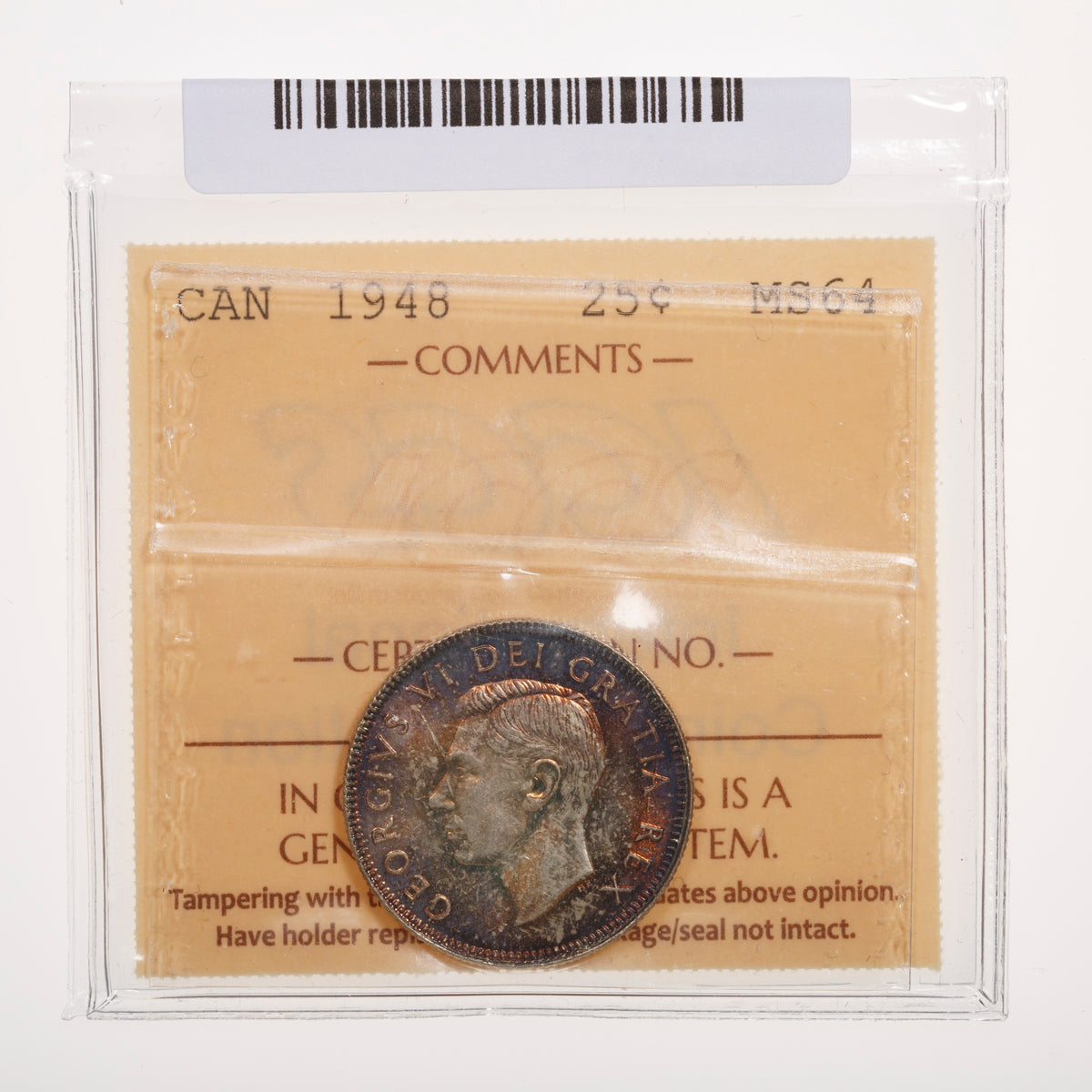 25 Cent 1948 ICCS MS-64