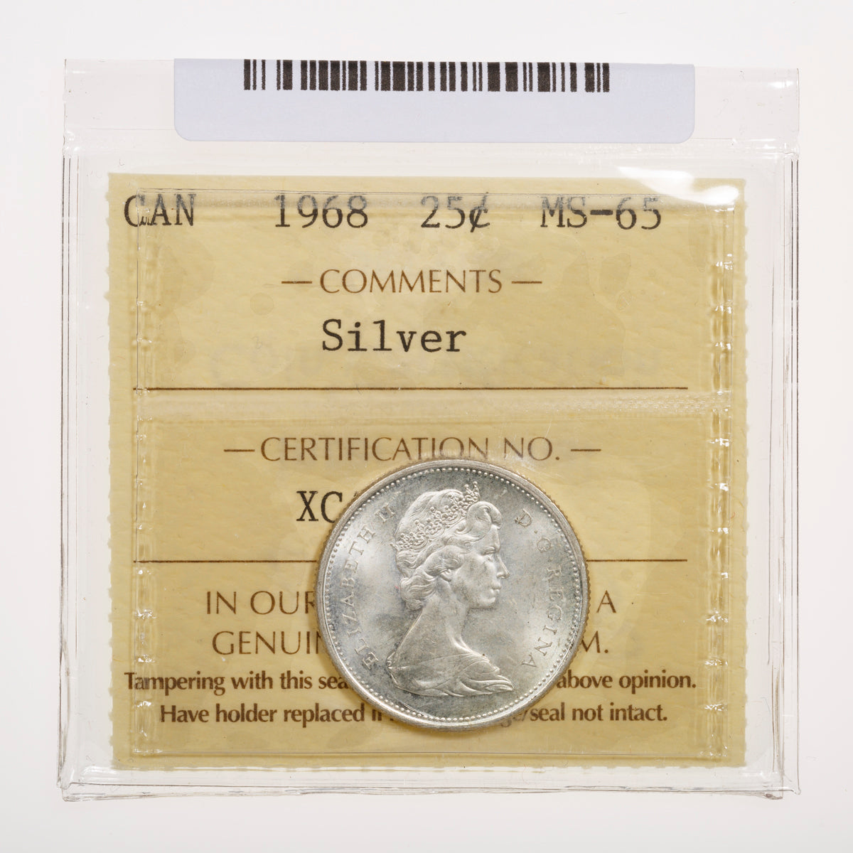 25 Cent 1968 ICCS MS-65