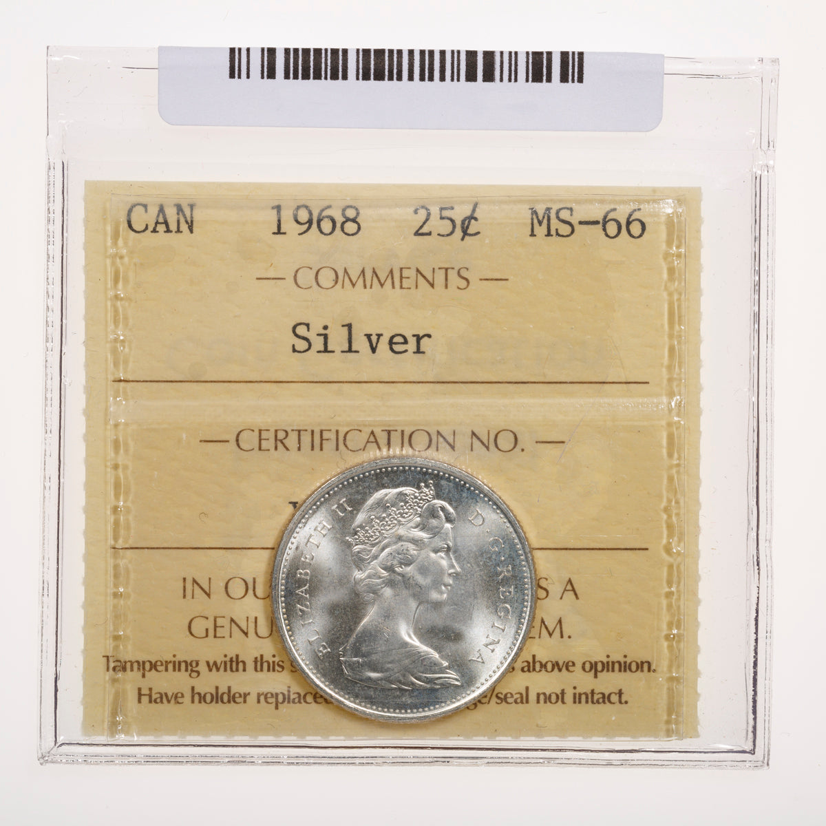 25 Cent 1968 ICCS MS-66