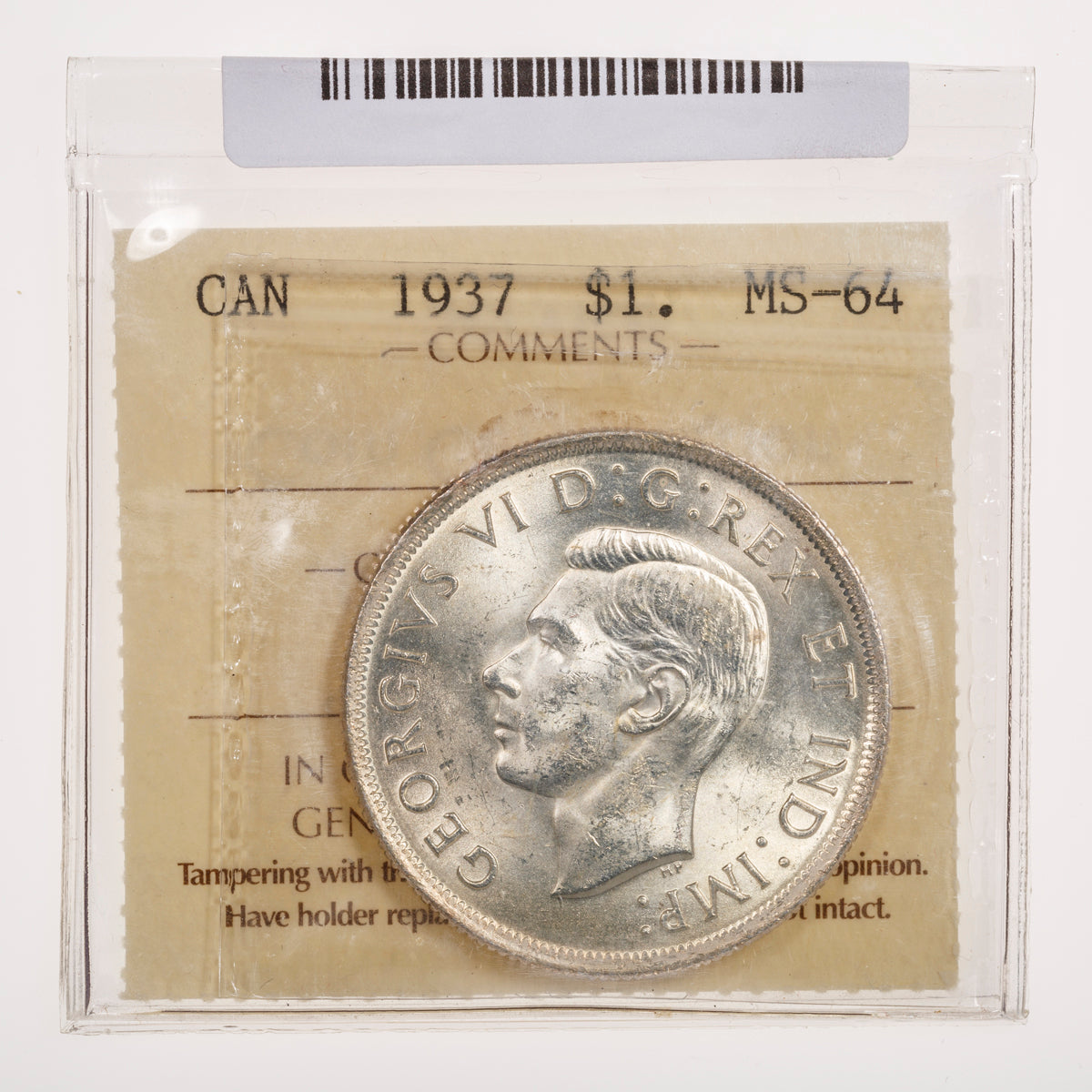 $1 1937 ICCS MS-64