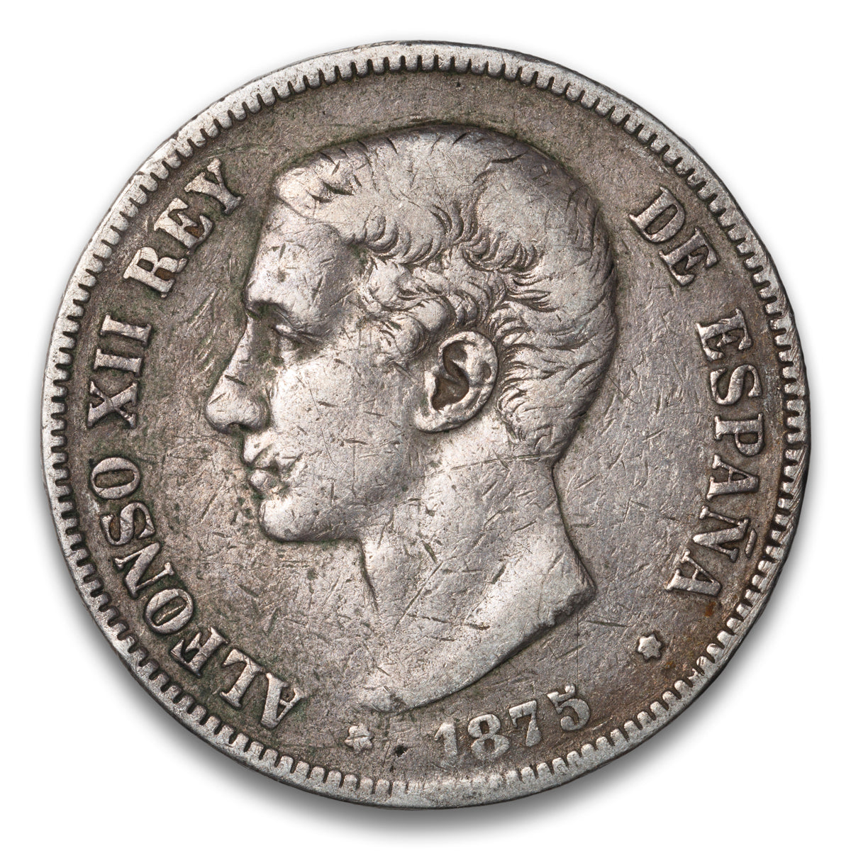Spain Silver 5 Pesetas 1875
