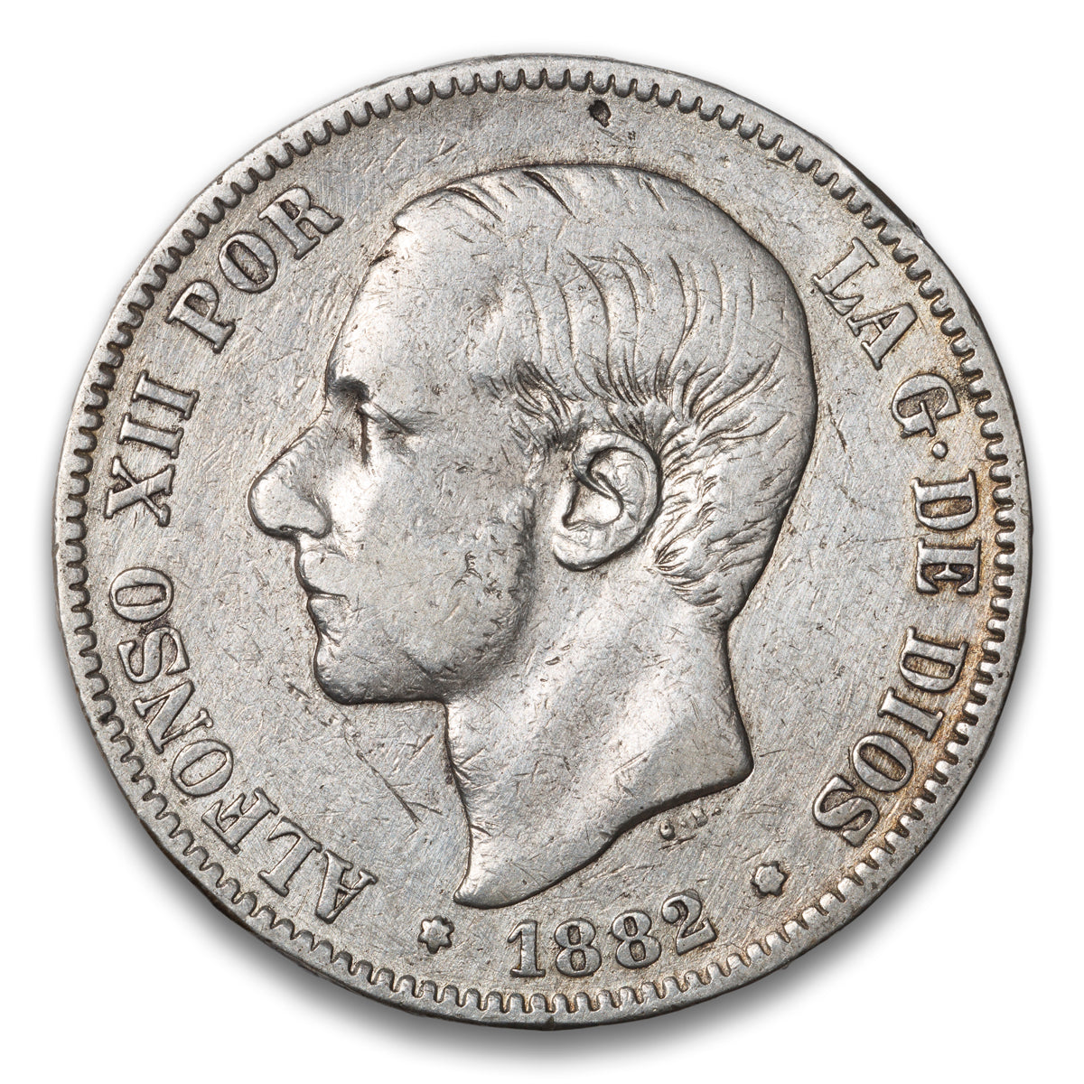 Spain Silver 5 Pesetas 1882