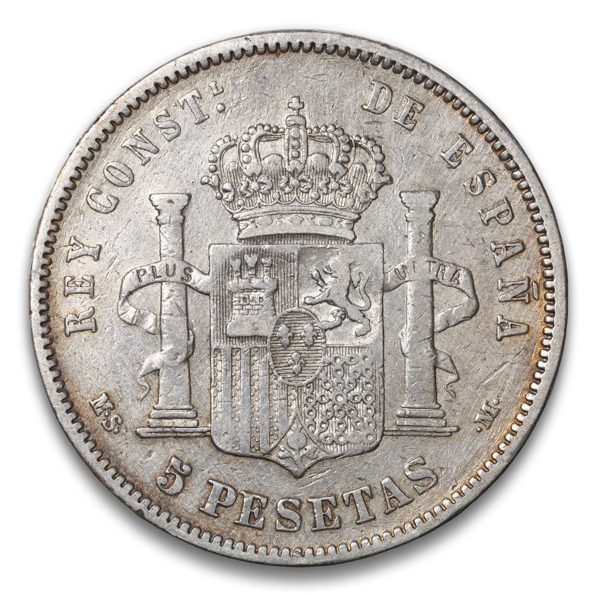 Spain Silver 5 Pesetas 1882