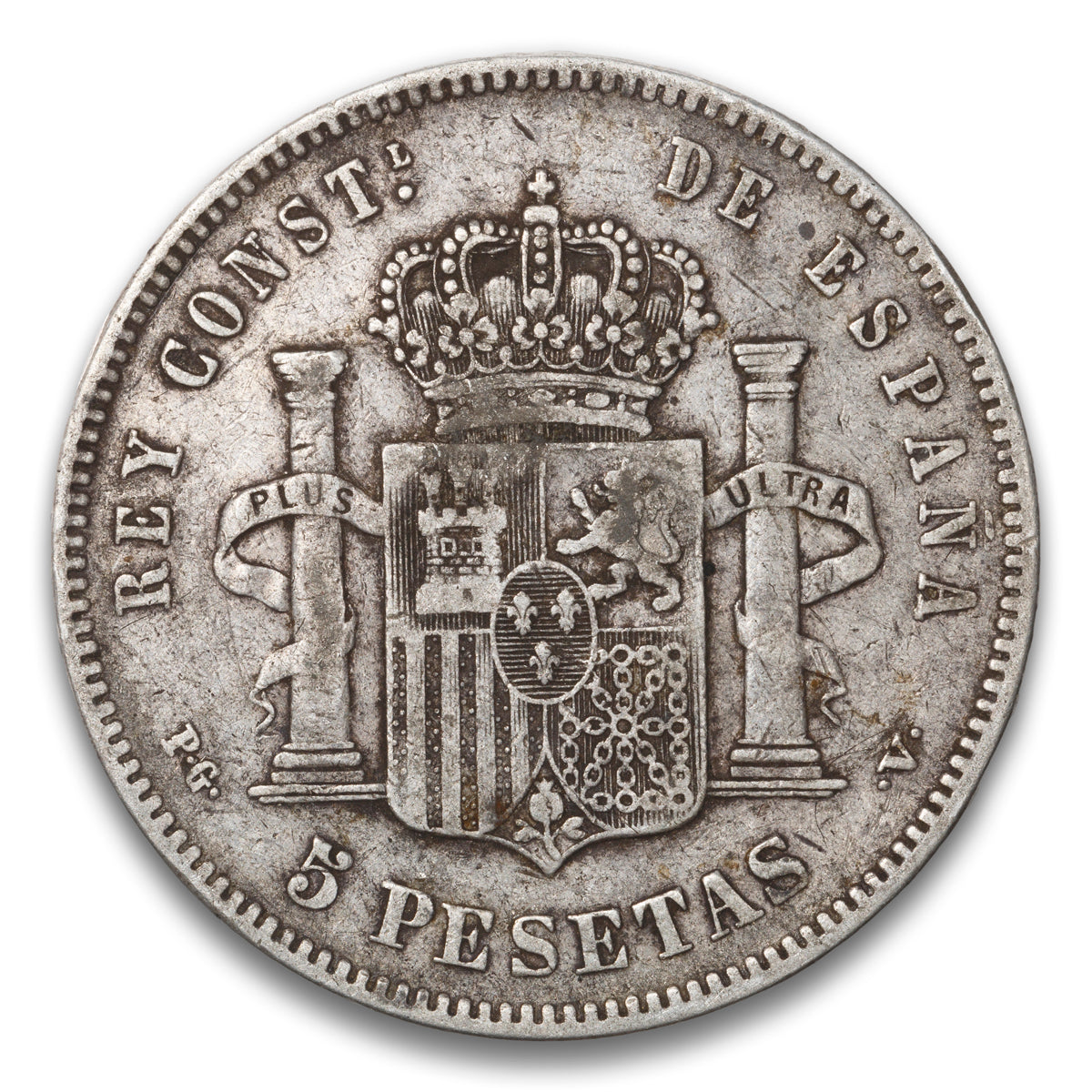 Spain Silver 5 Pesetas 1894