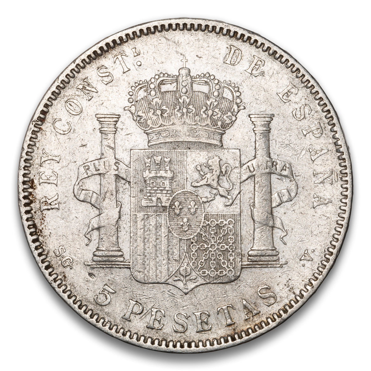 Spain Silver 5 Pesetas 1898