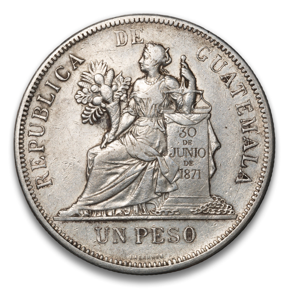 Guatemala Silver 1 Peso 1894 H