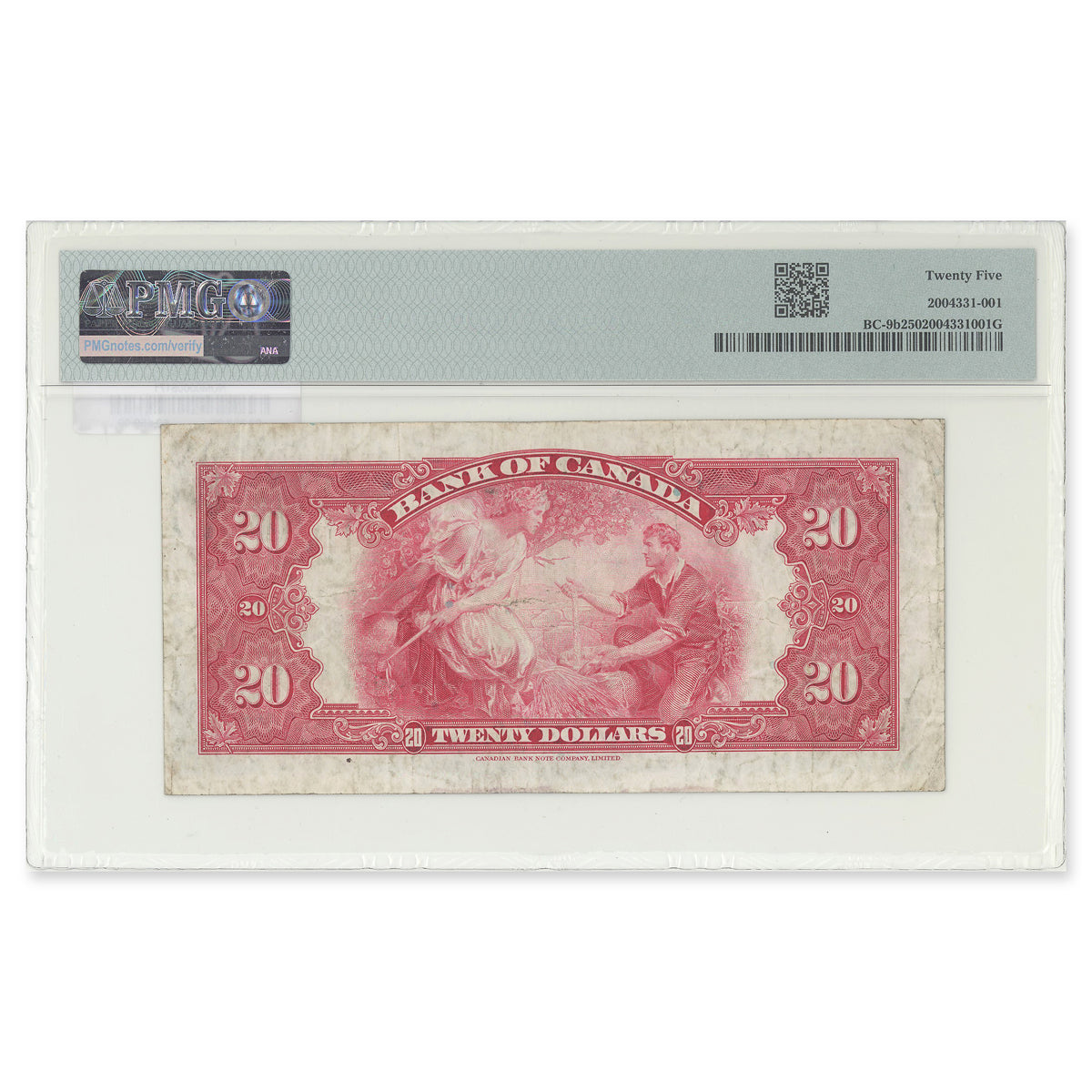 $20 1935Small Seal BC-9b English Osborne-Towers Prefix A PMG VF-25