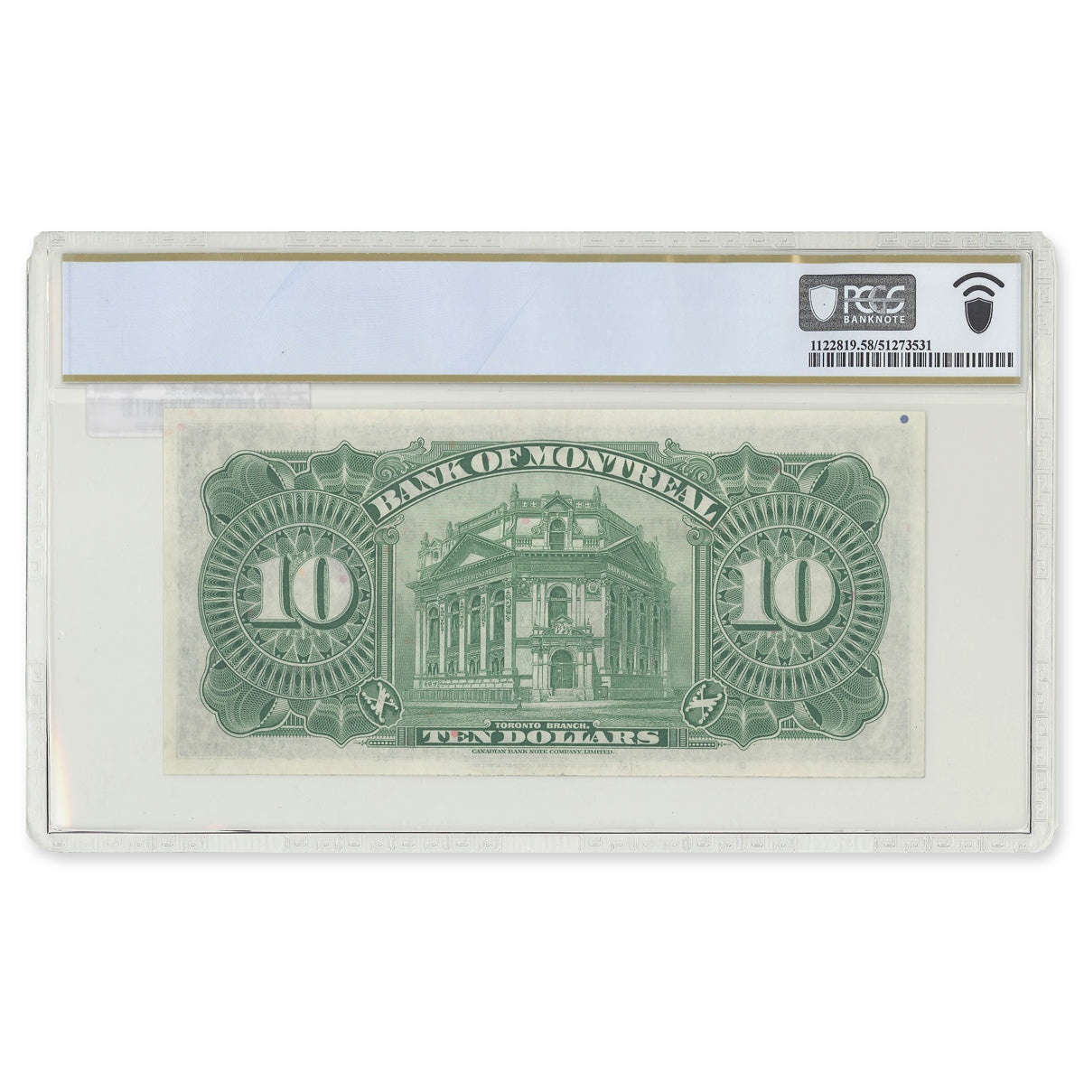 $10 1938 505-62-04 The Bank of Montreal Spinney-Gordon PCGS AU-58