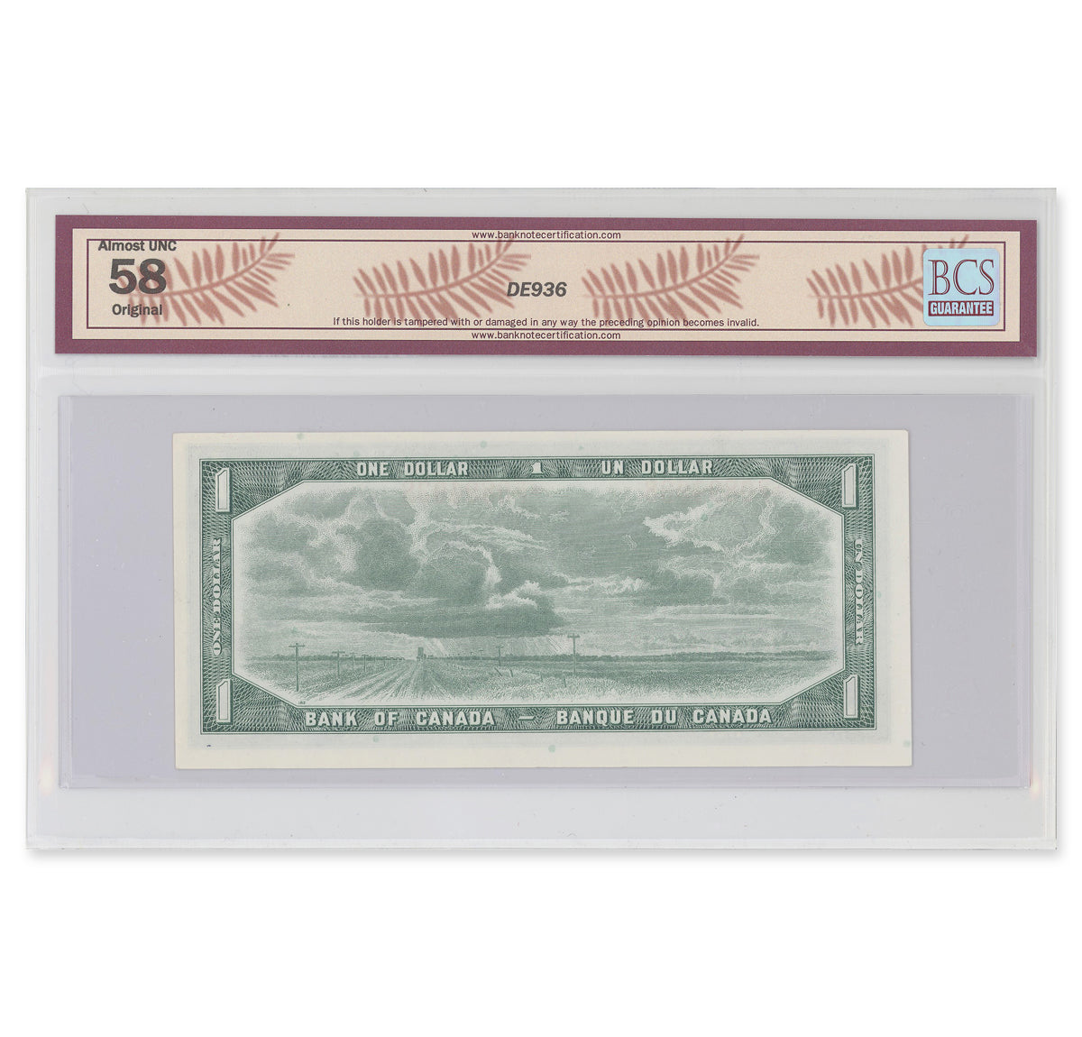 $1 1954 Modified Series BC-37cA Replacement Bouey-Rasminsky Prefix *C/F BCS AU-58 Original