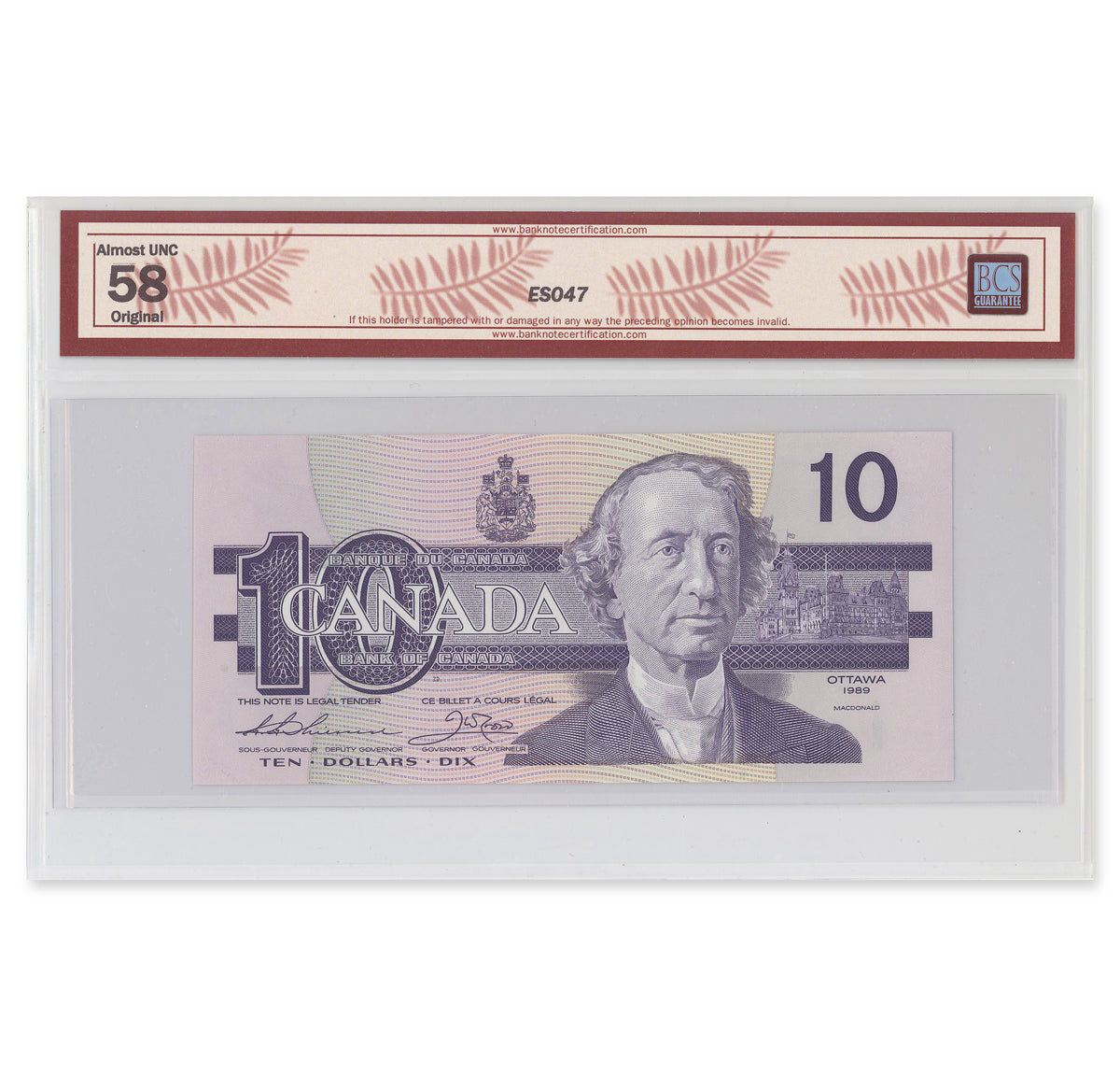 $10 1989 BC-57aA Thiessen-Crow Prefix ADX BCS AU-58 Original