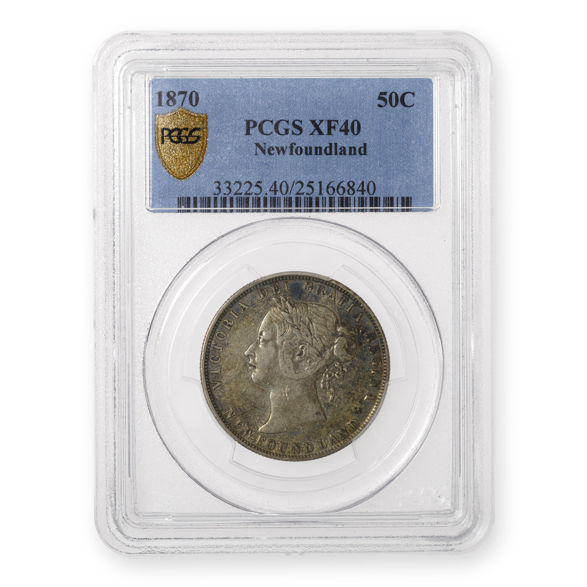 NFLD 50 Cent 1870 PCGS EF-40