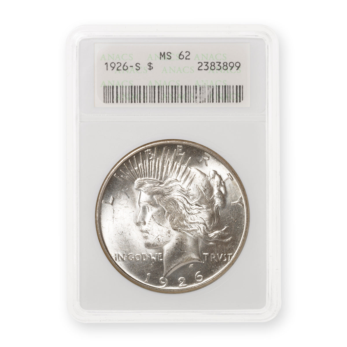 US $1 1926S Peace ANACS MS-62