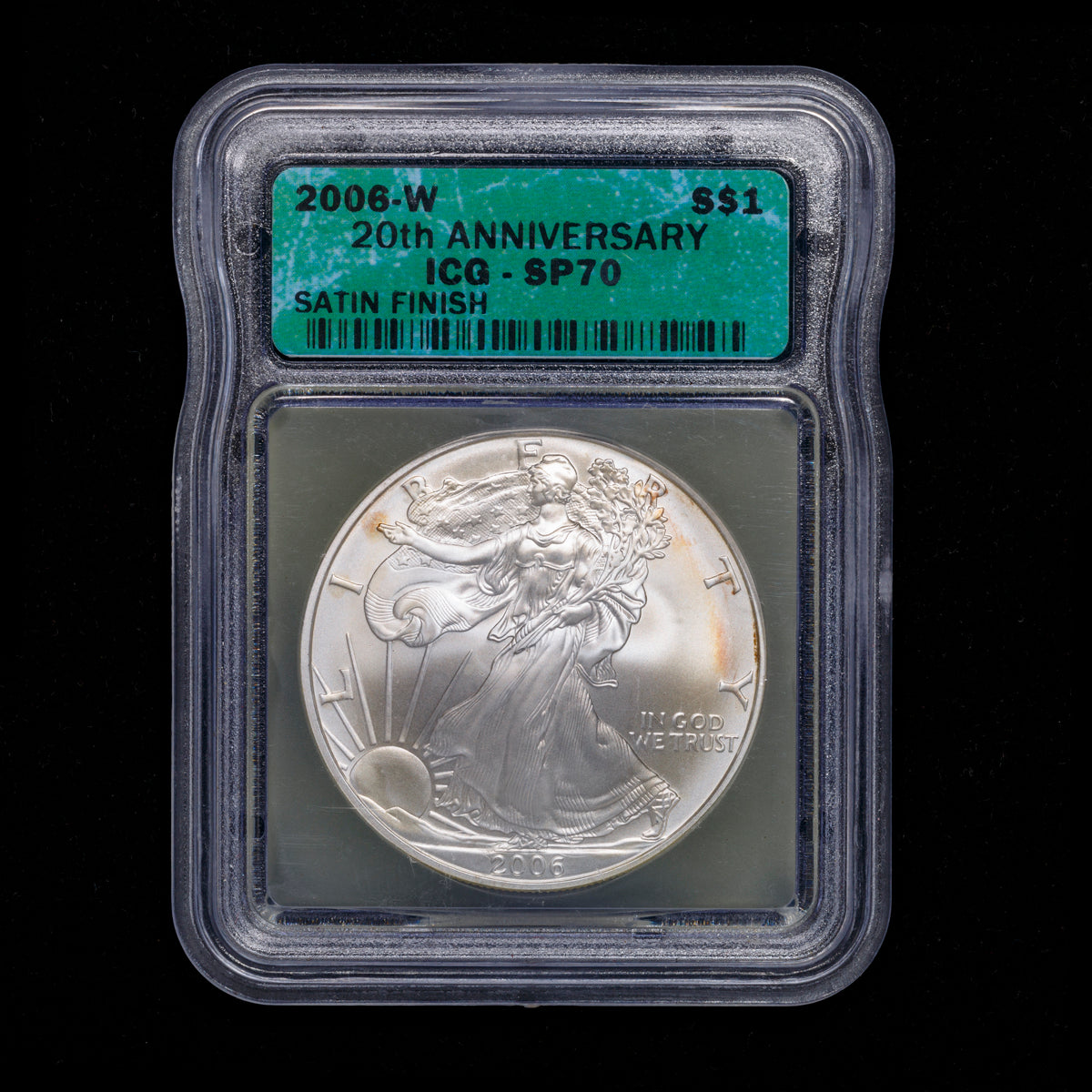 US 1oz .999 Fine Silver $1 Eagle: Burnished 2006 W SP-70