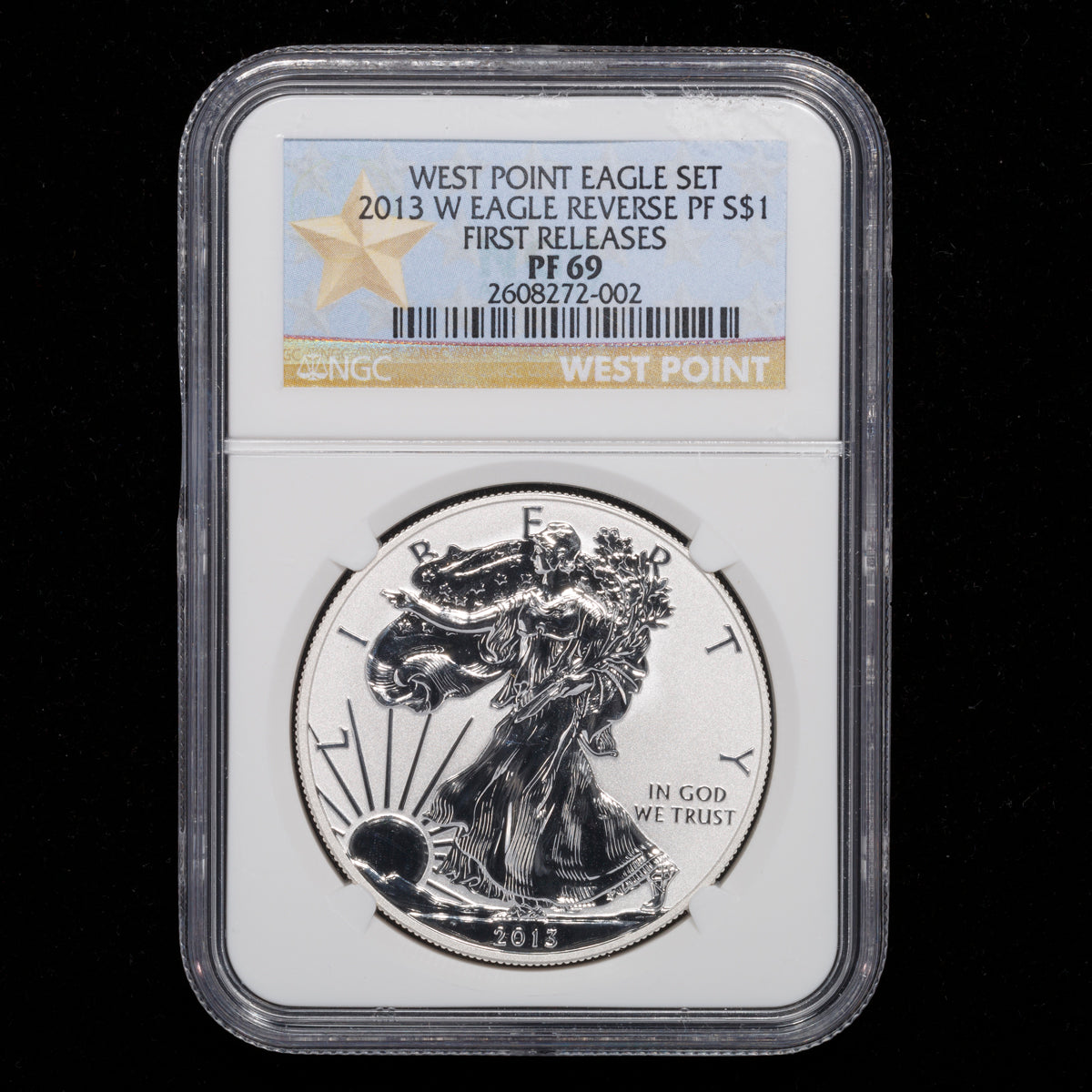 US 1oz .999 Fine Silver $1 Eagle: West Point 75th Anniversary Reverse Proof 2013 W PR-69