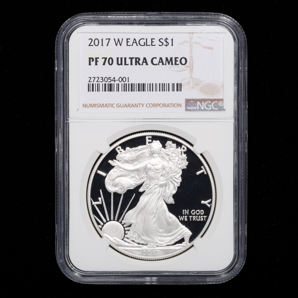 US 1oz .999 Fine Silver $1 Eagle: 2017 W PR-70 Ultra Cameo