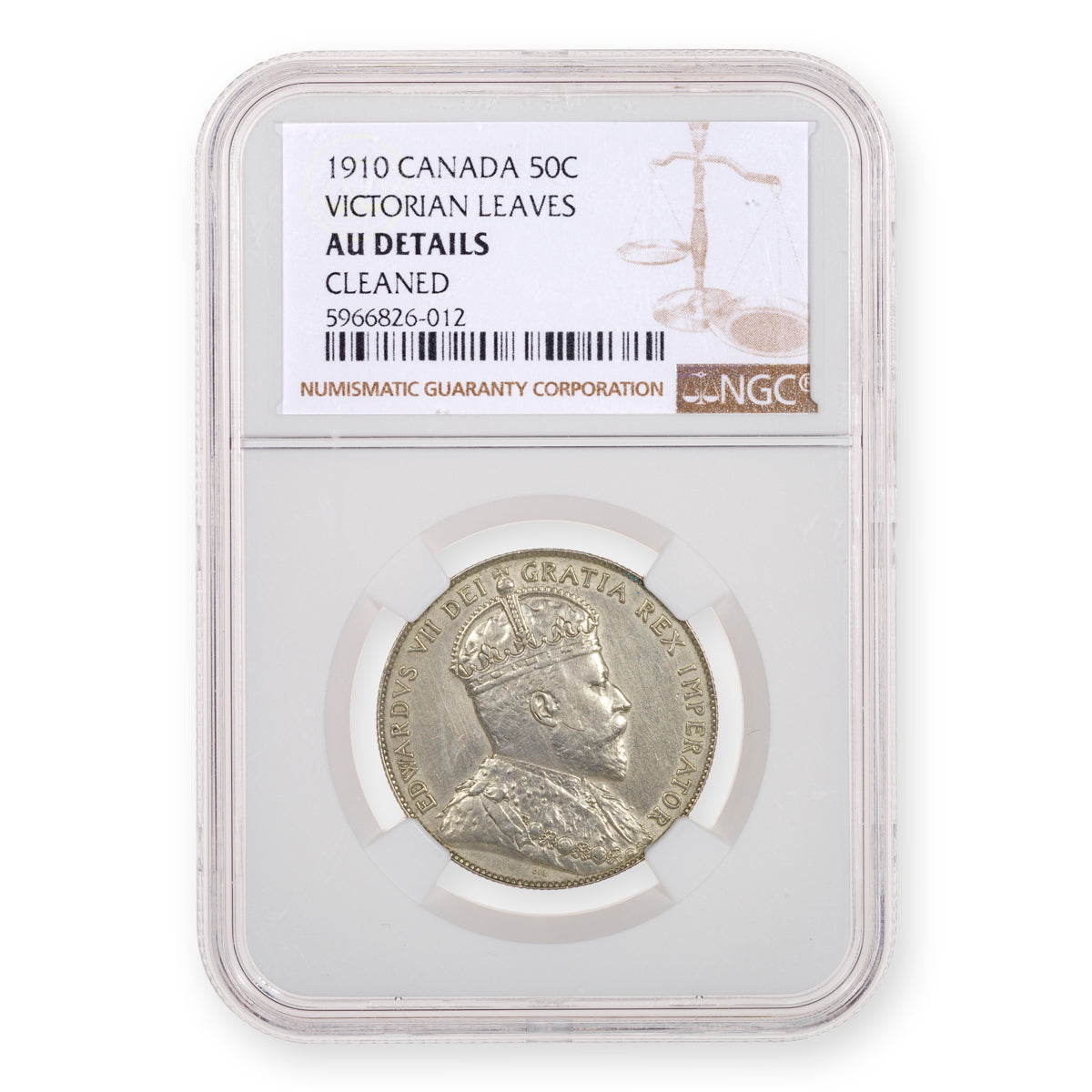 50 Cent 1910 Victorian Leaves NGC AU-50