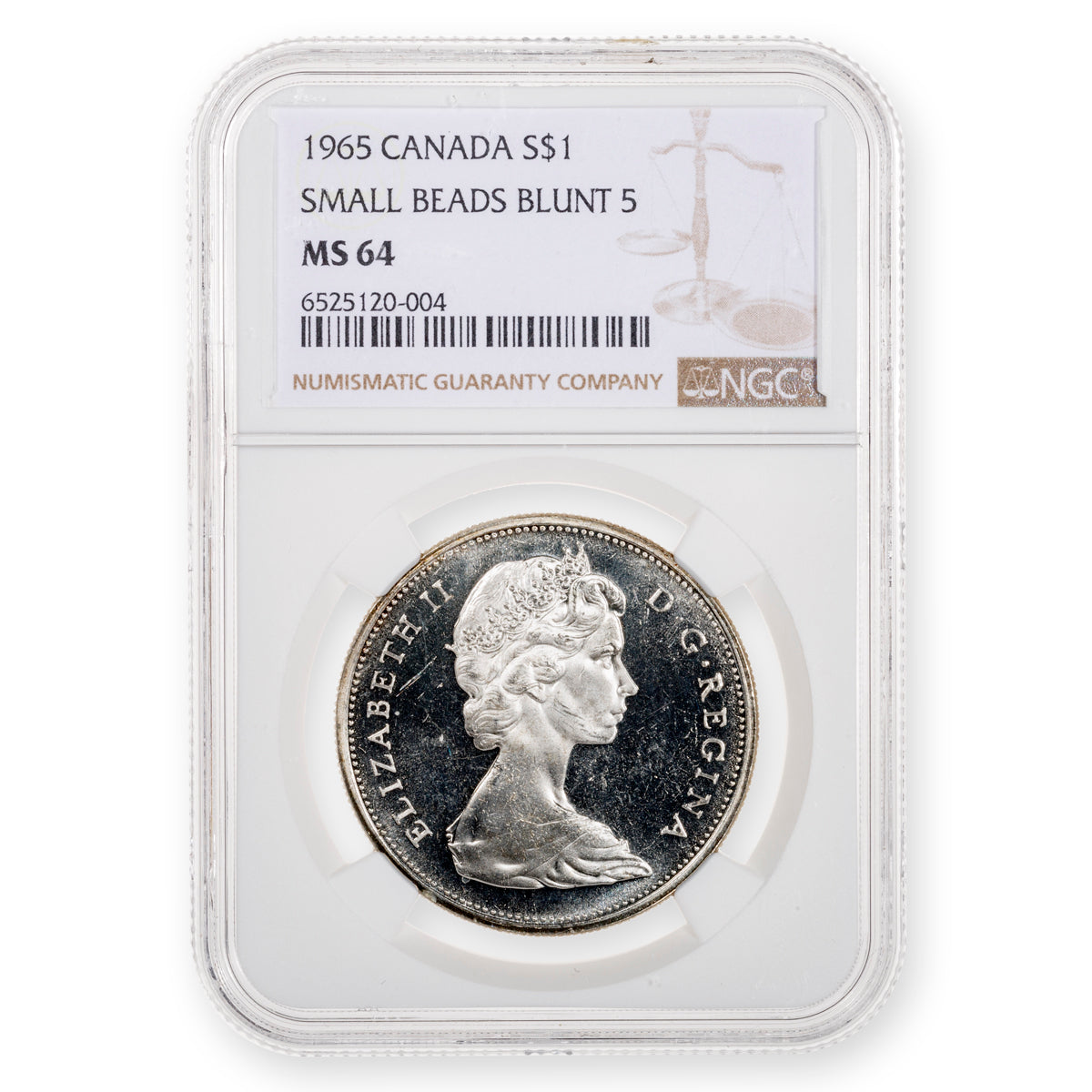 $1 1965 Small Beads Blunt 5 NGC MS-64