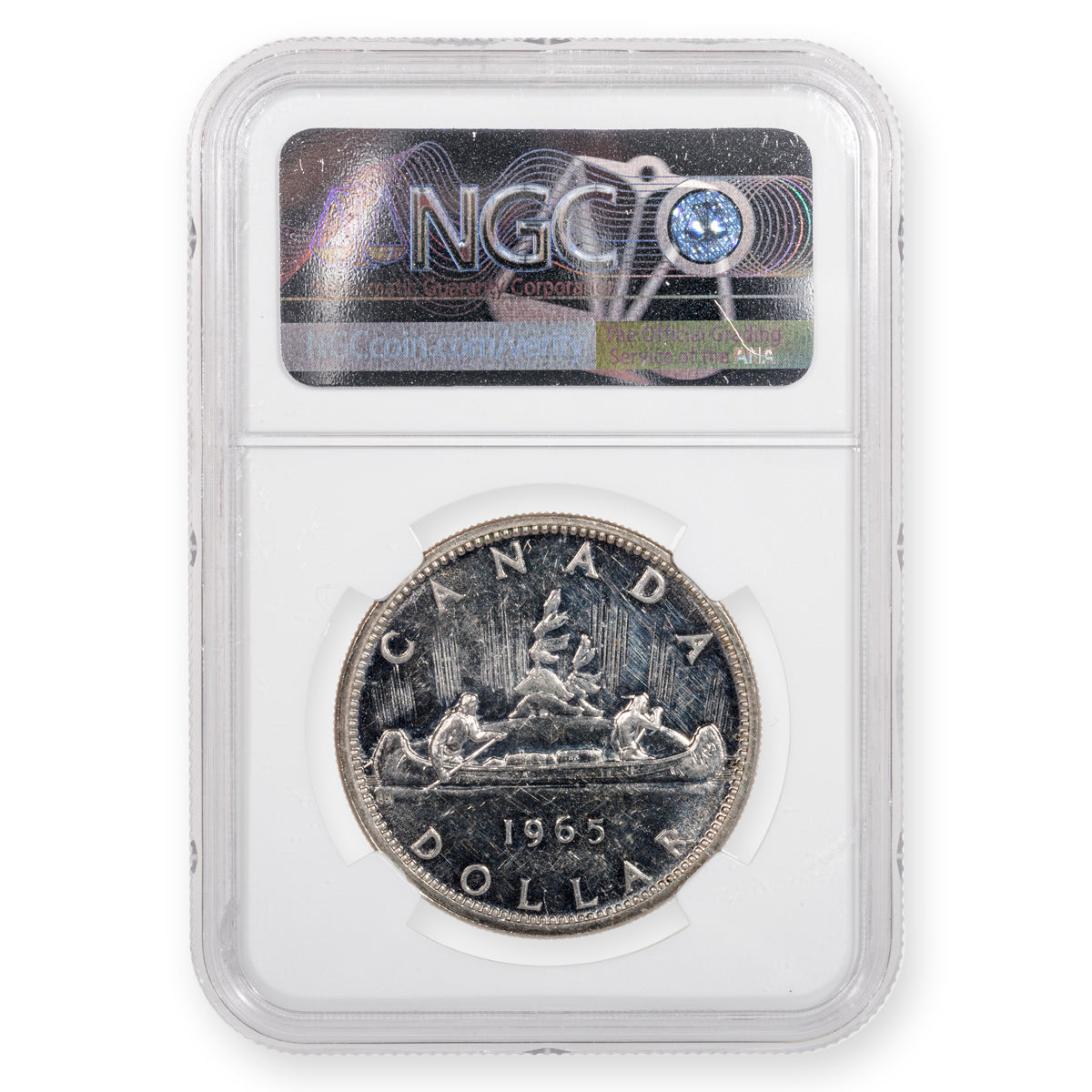 $1 1965 Large Beads Pointed 5 NGC AU-58