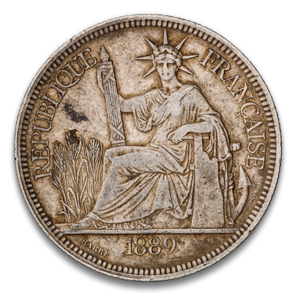 French Indo-China Silver 1 Piastre 1889 A