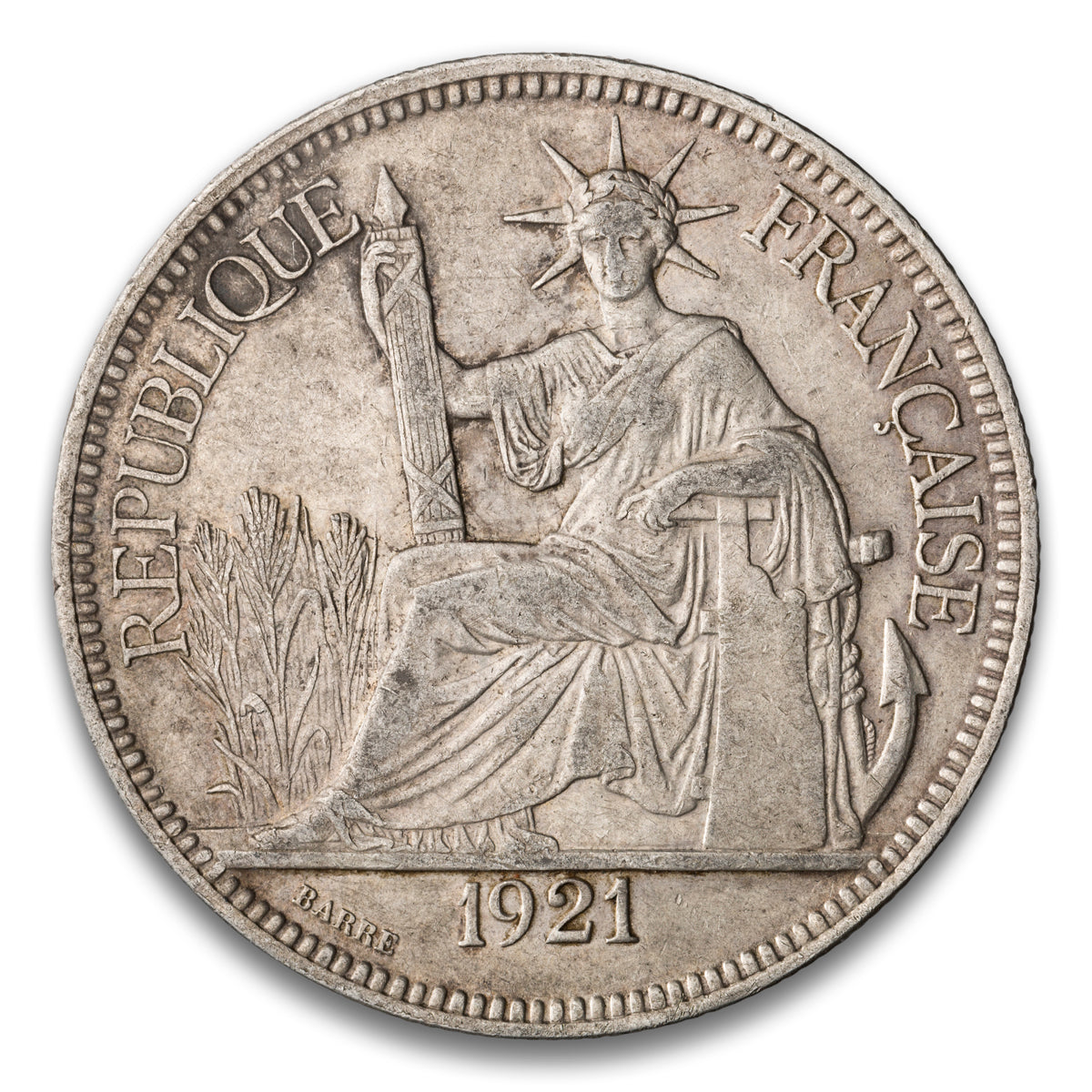 French Indo-China Silver 1 Piastre 1921